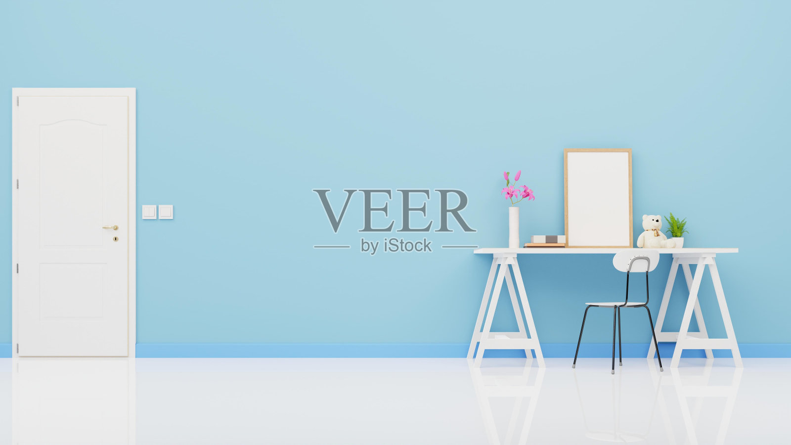 室内海报模拟客厅与彩色白色沙发。3 d渲染。照片摄影图片