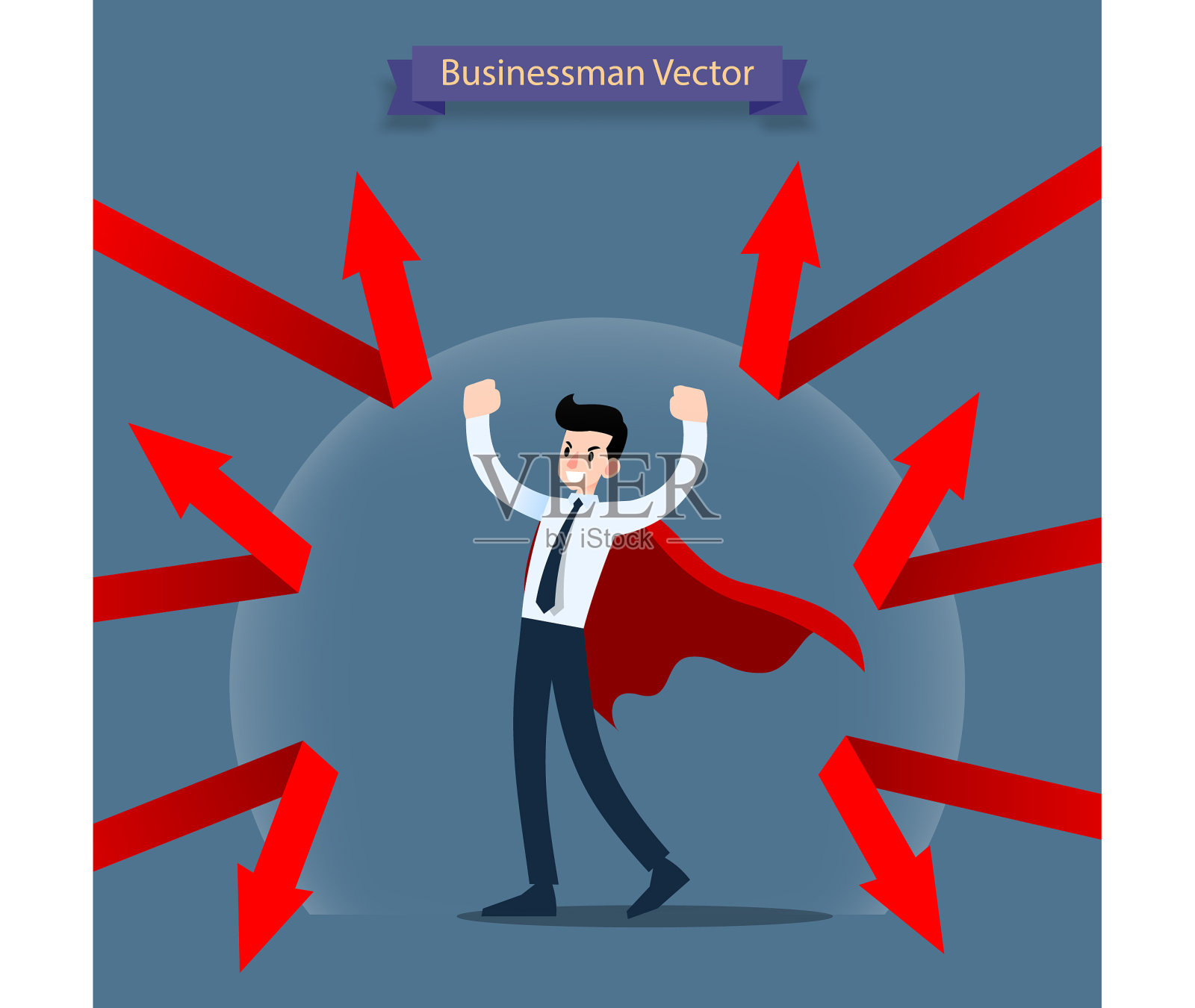 穿着红披风站着的商人英雄插画图片素材