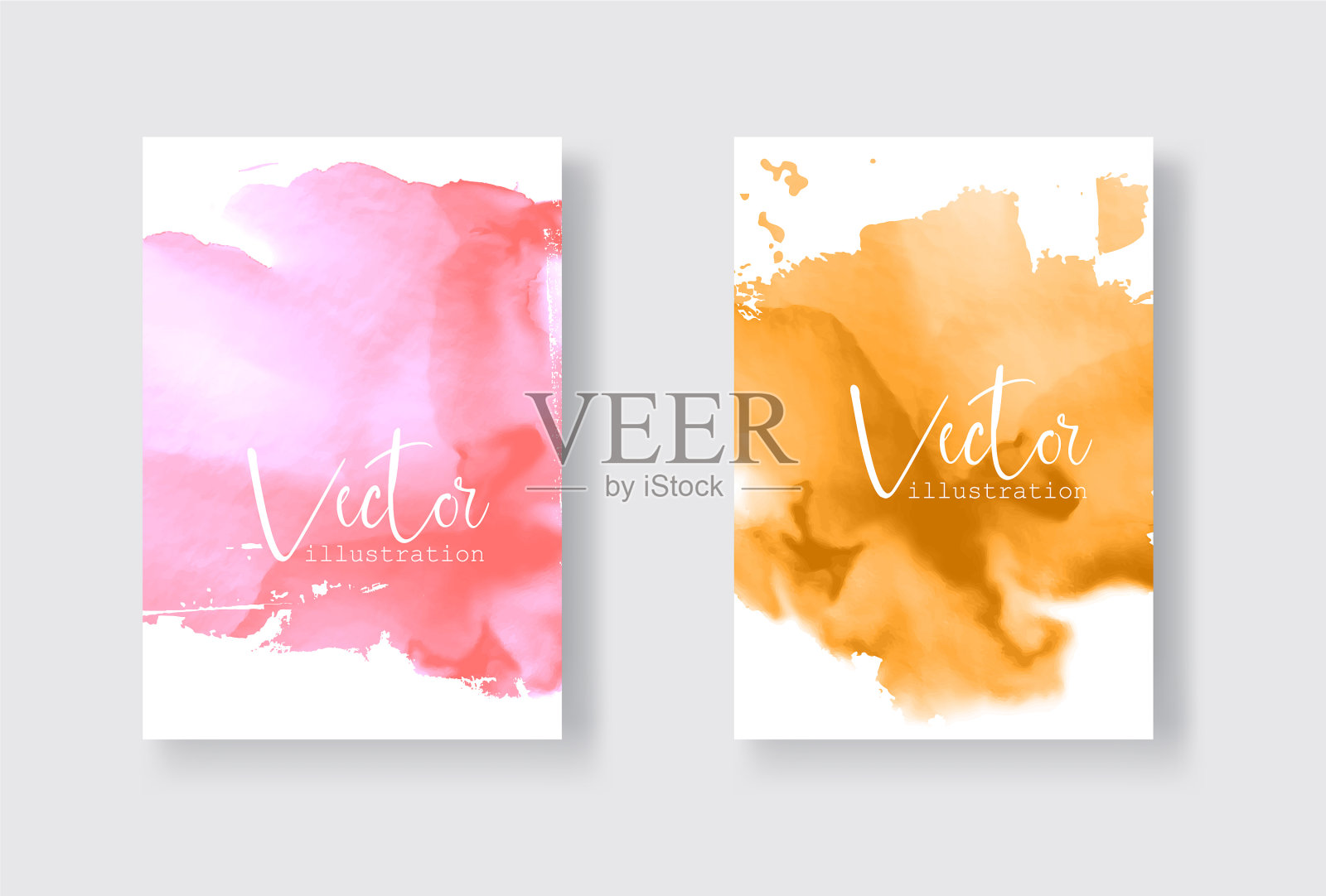 设置鲜艳多彩的金珊瑚水彩插画图片素材