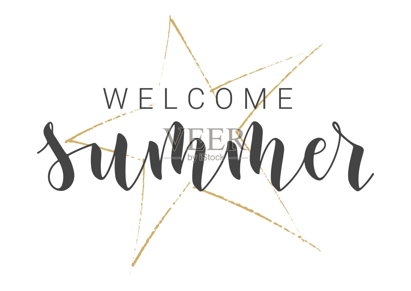 欢迎夏天的手写字母。矢量插图。插画图片素材