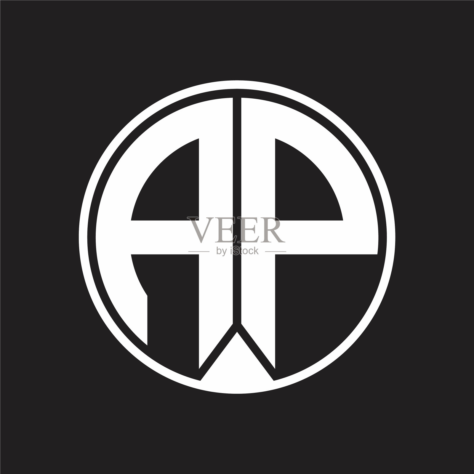 Ap标志的字母圈与块缎带风格插画图片素材