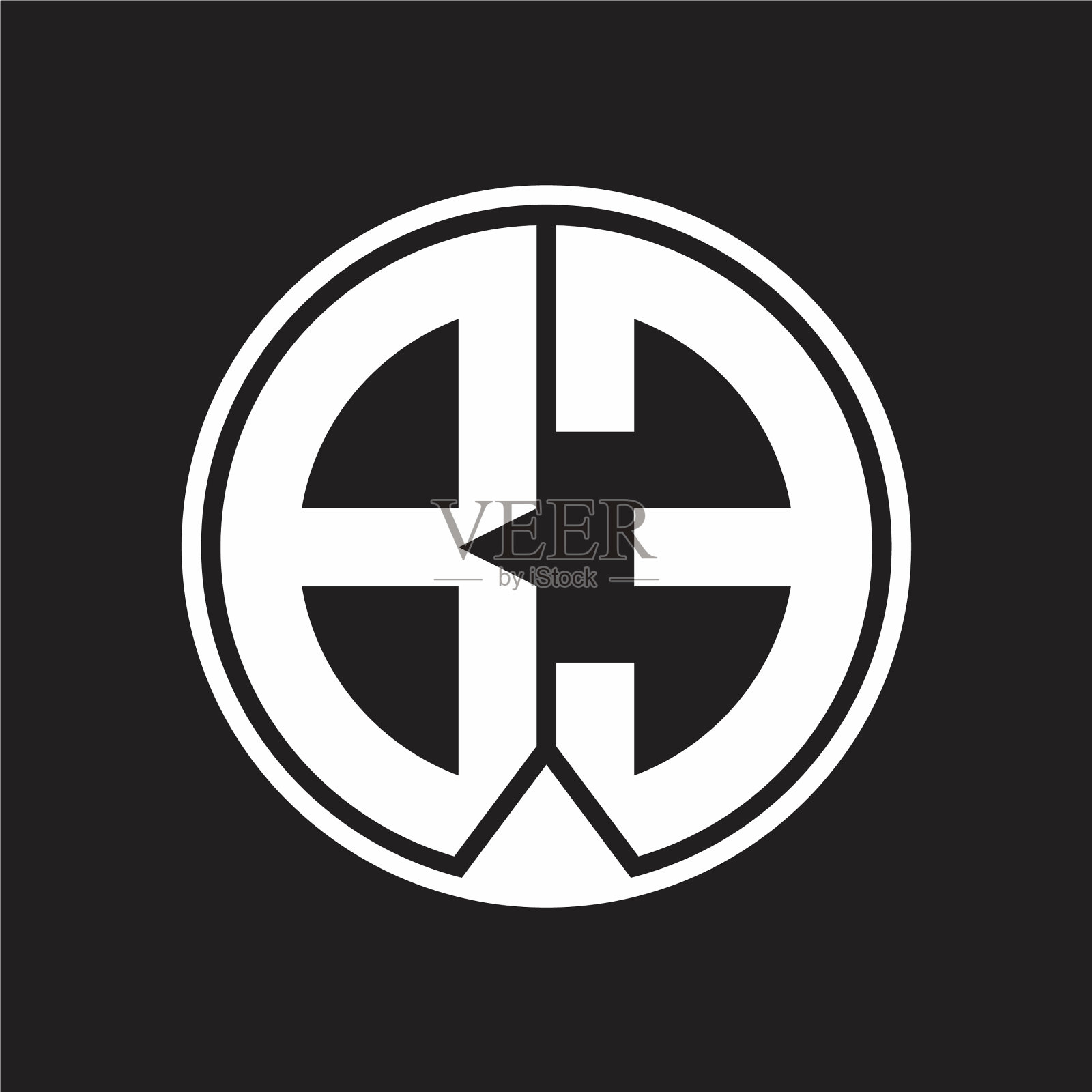 是标志字母圈与块缎带风格插画图片素材