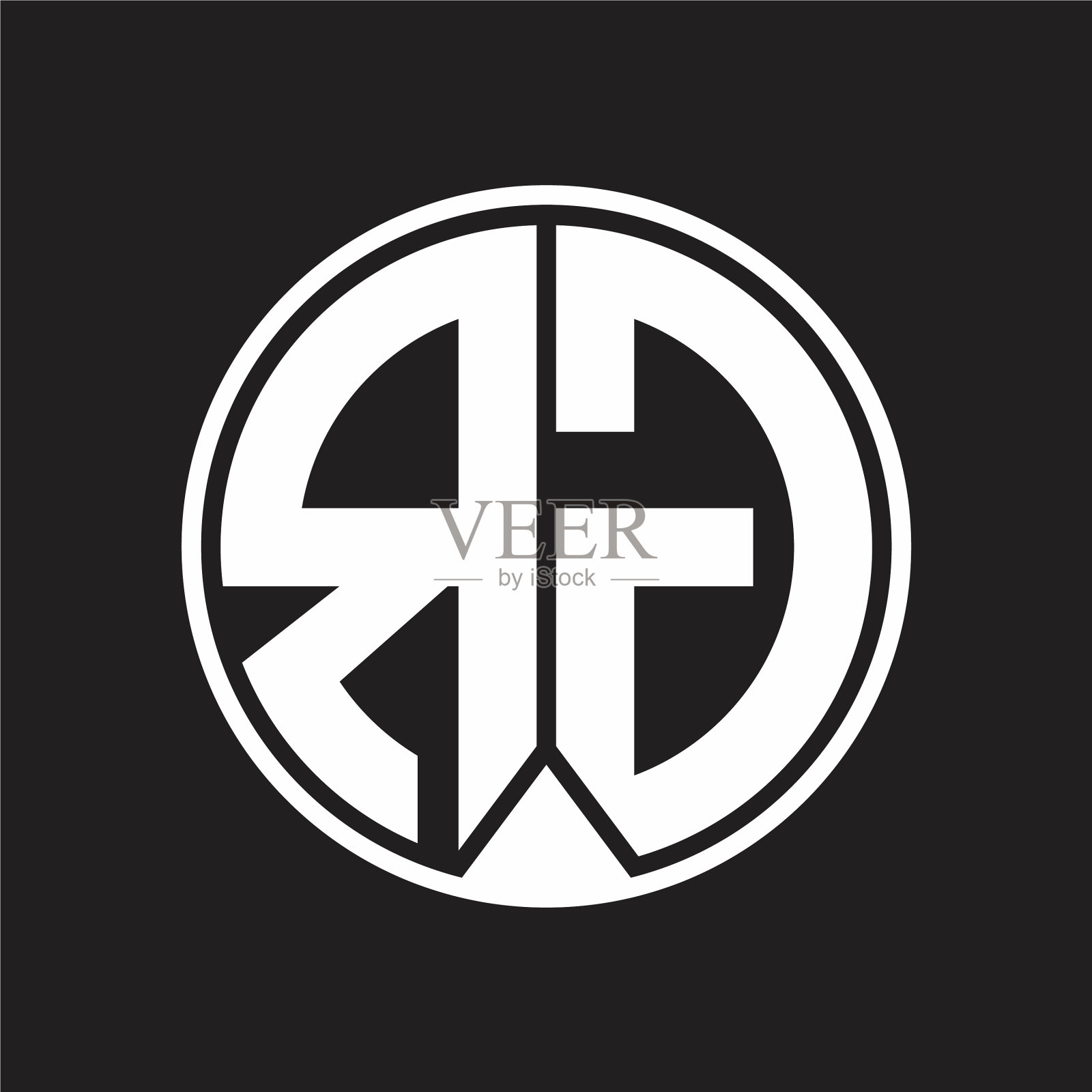 Rg标志图案圈与块缎带风格设计元素图片