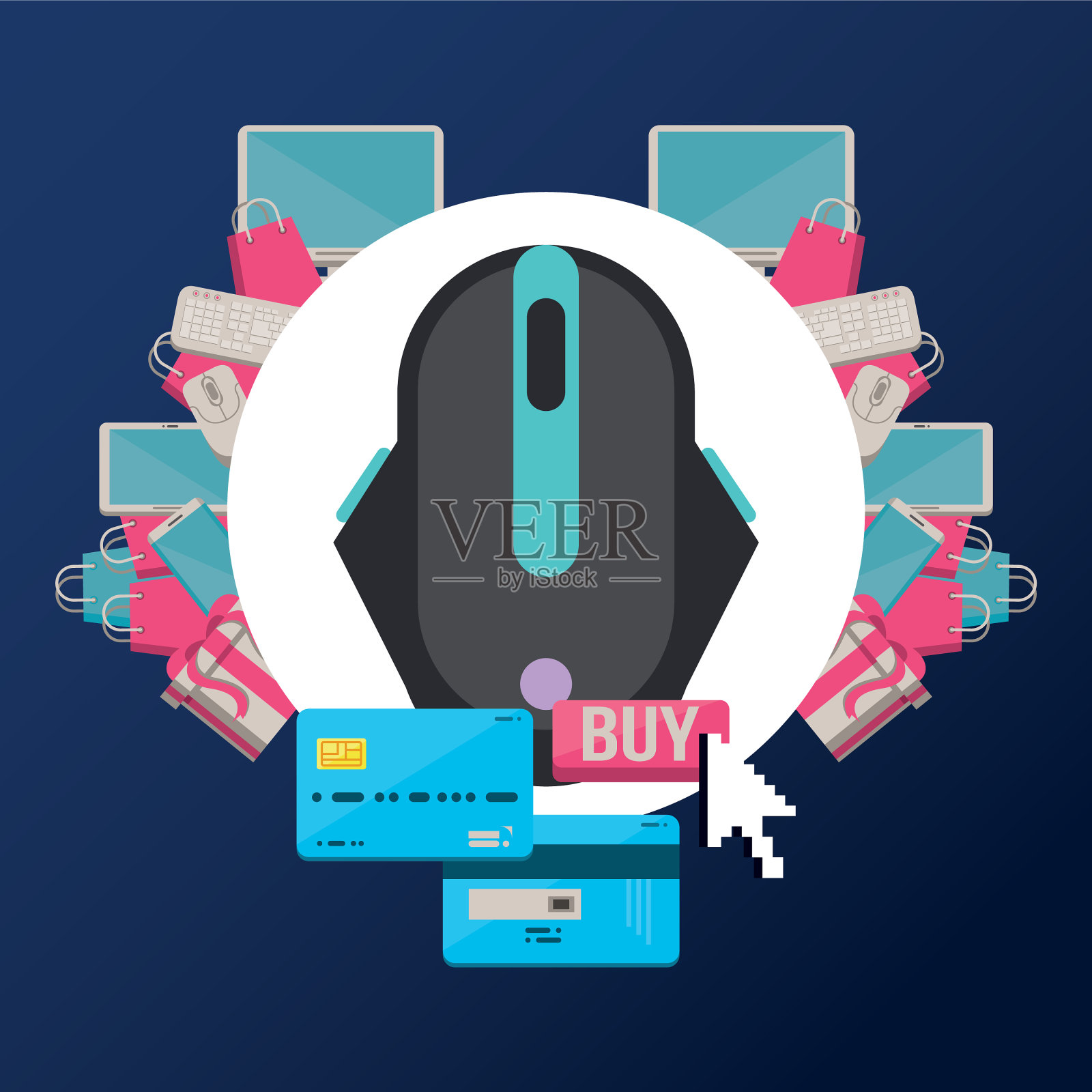 电脑鼠标硬件隔离图标插画图片素材