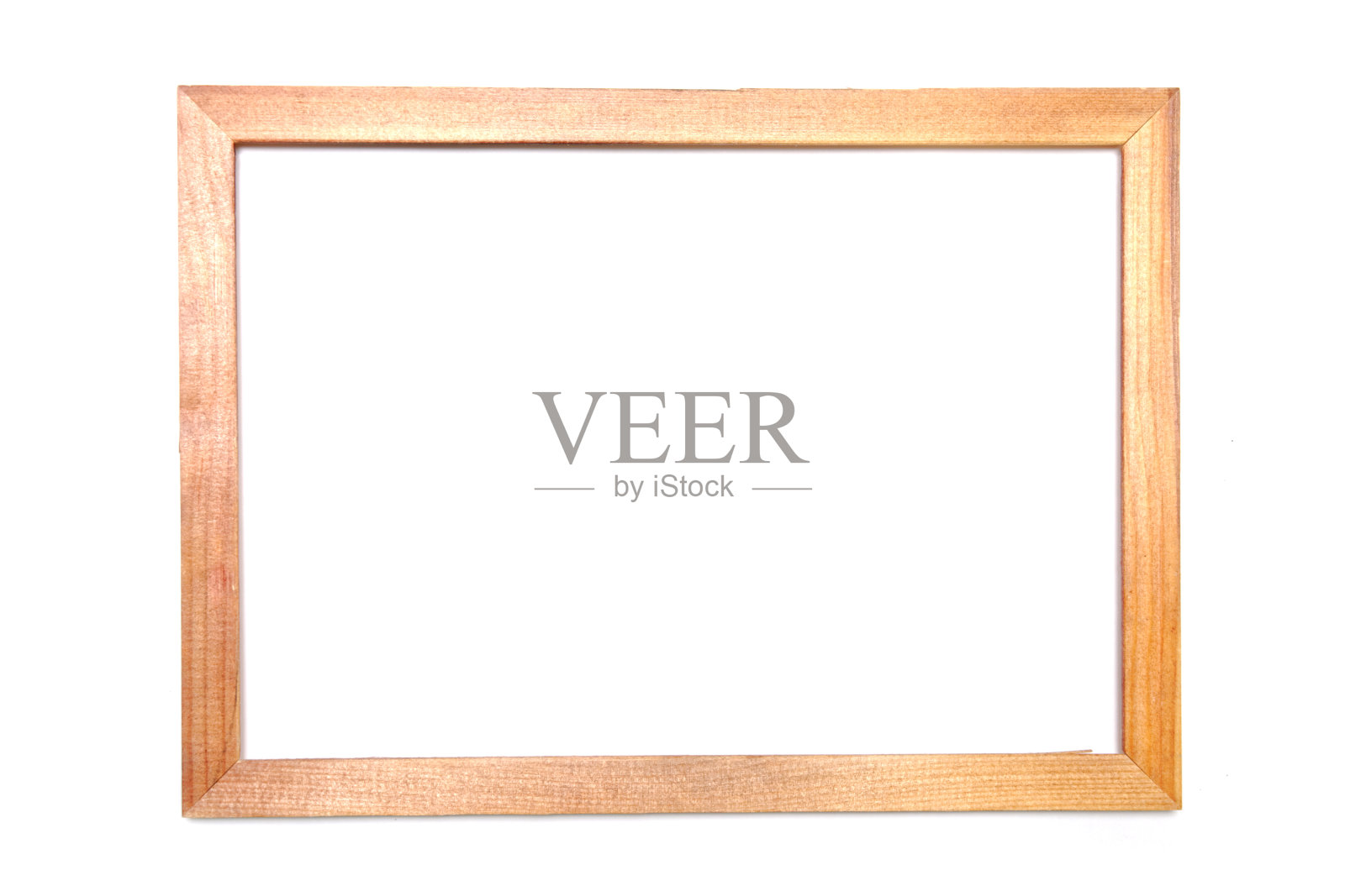 白色背景上的木制方形框架。前视图。照片摄影图片