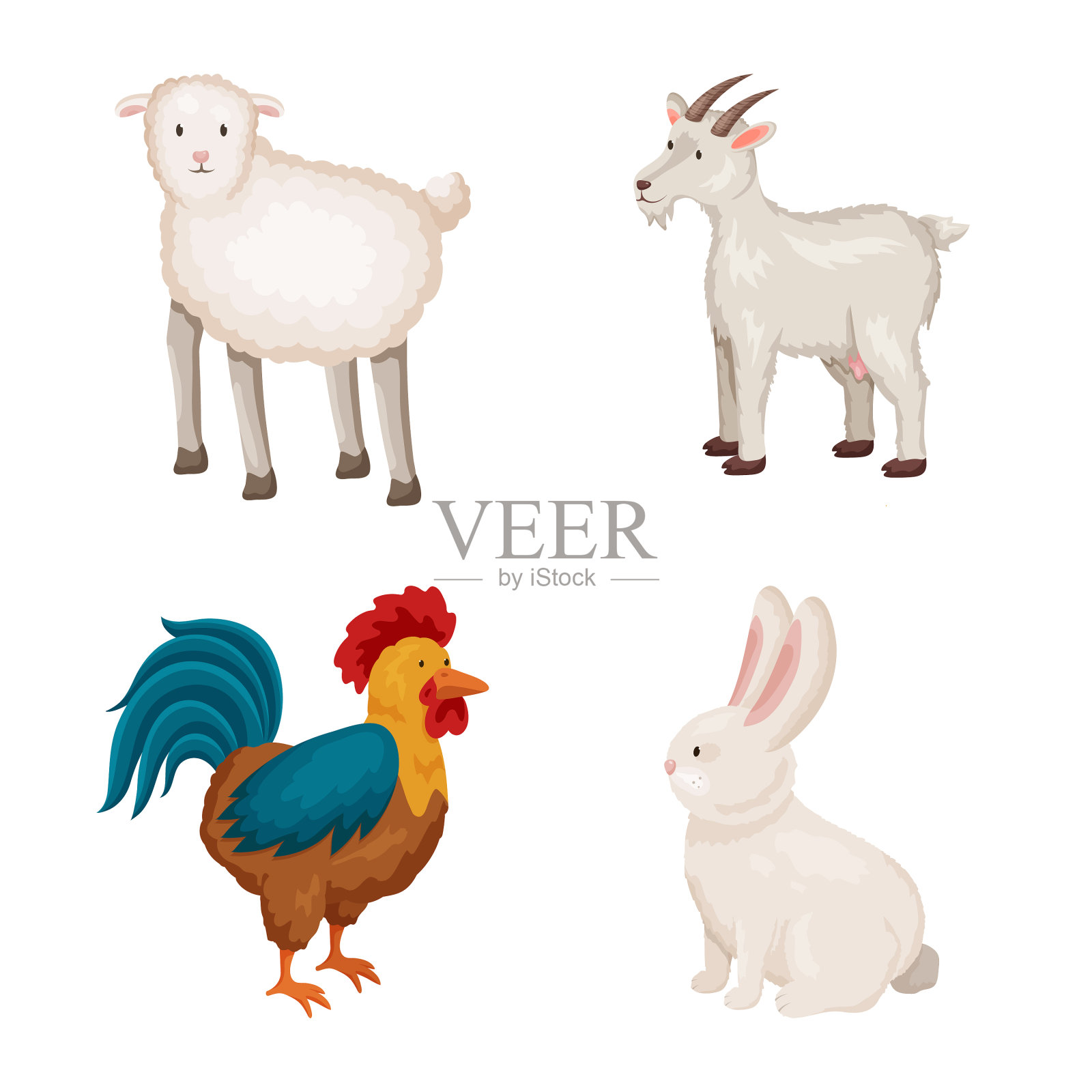 设计农场和食品符号集合插画图片素材