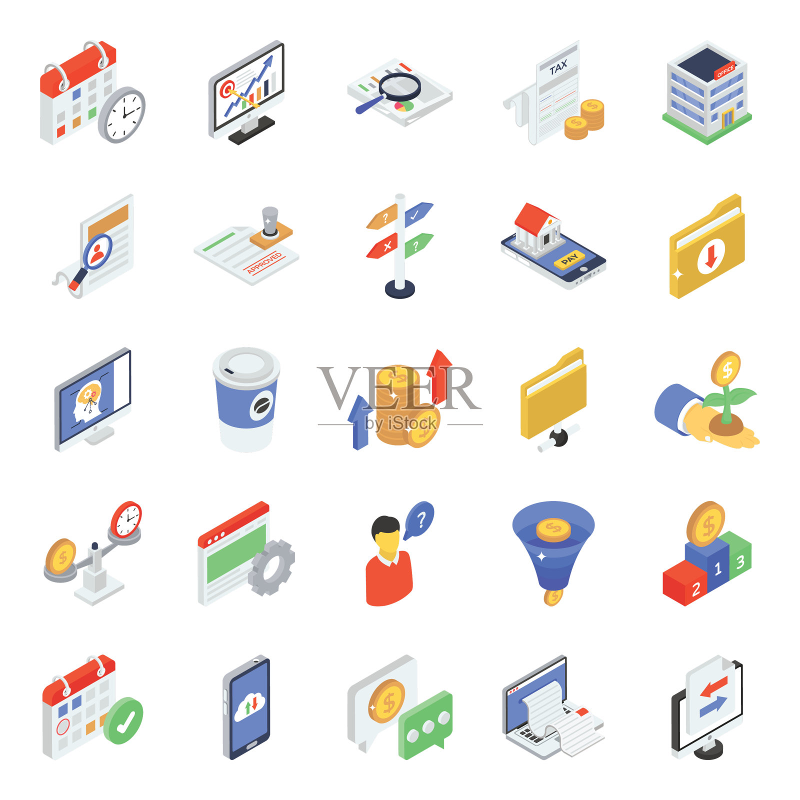 现代等距风格的公司图标图标素材