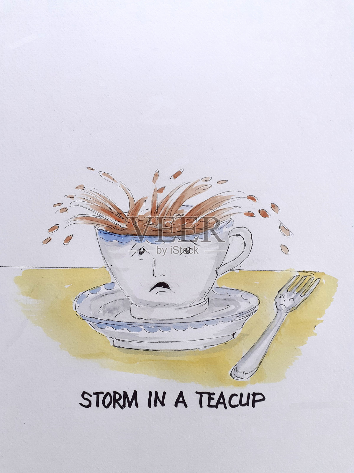 幽默——茶杯里的风暴插画图片素材
