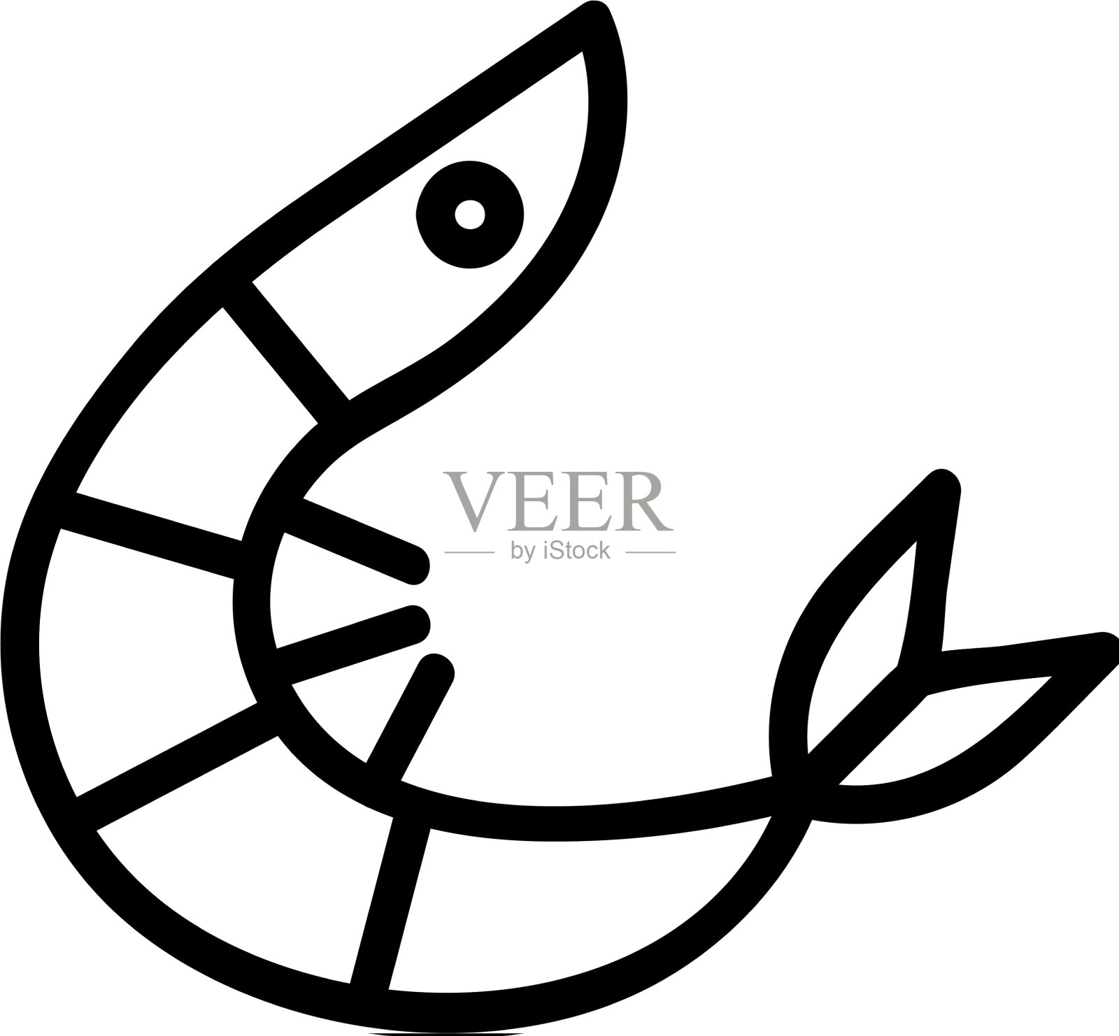 虾图标孤立轮廓符号设计元素图片