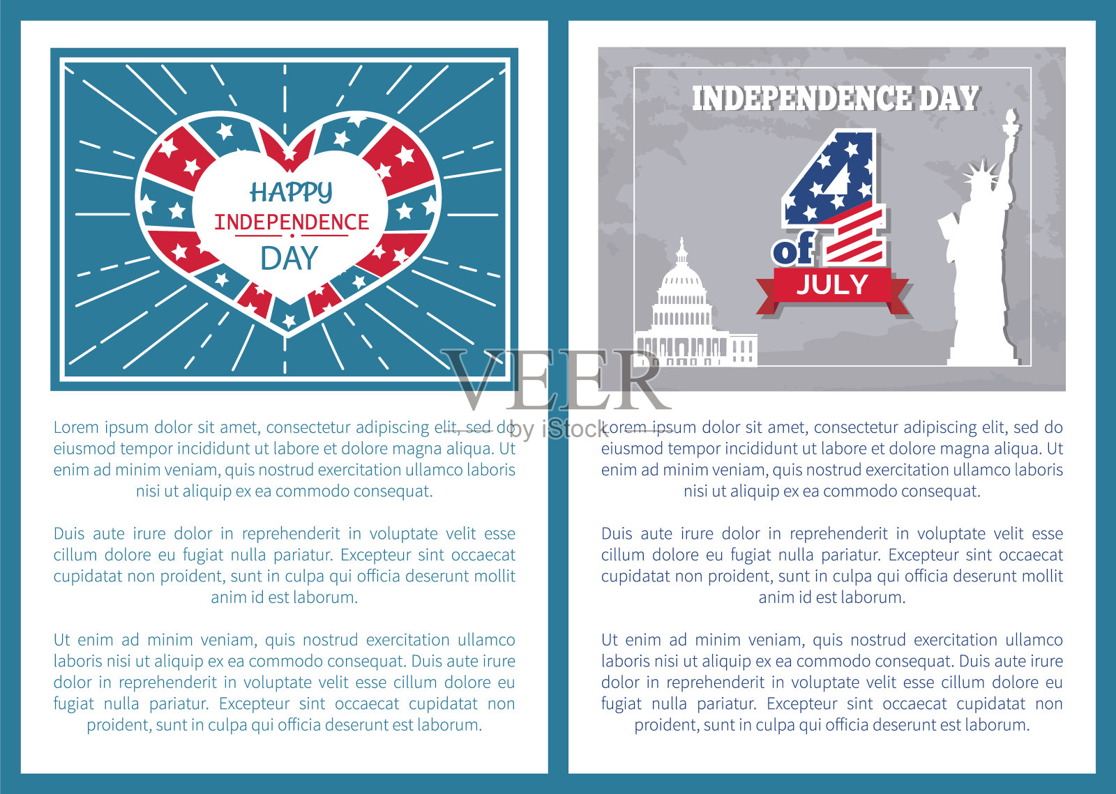 7月4日独立日海报，美国雕像设计模板素材