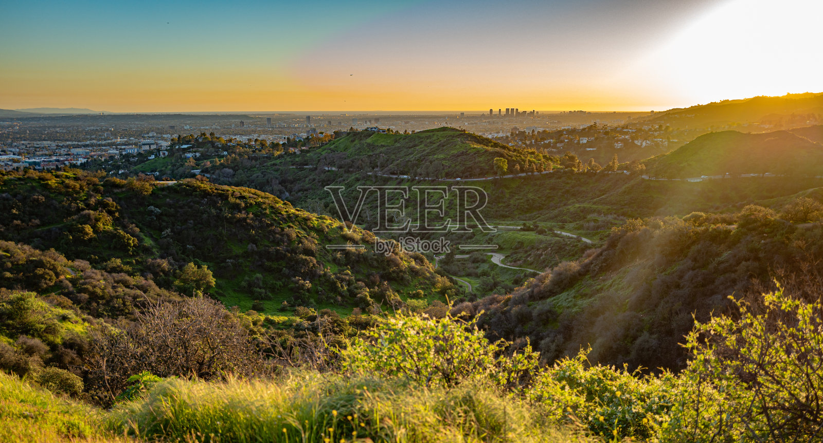 从天文台看到的洛杉矶全景照片摄影图片