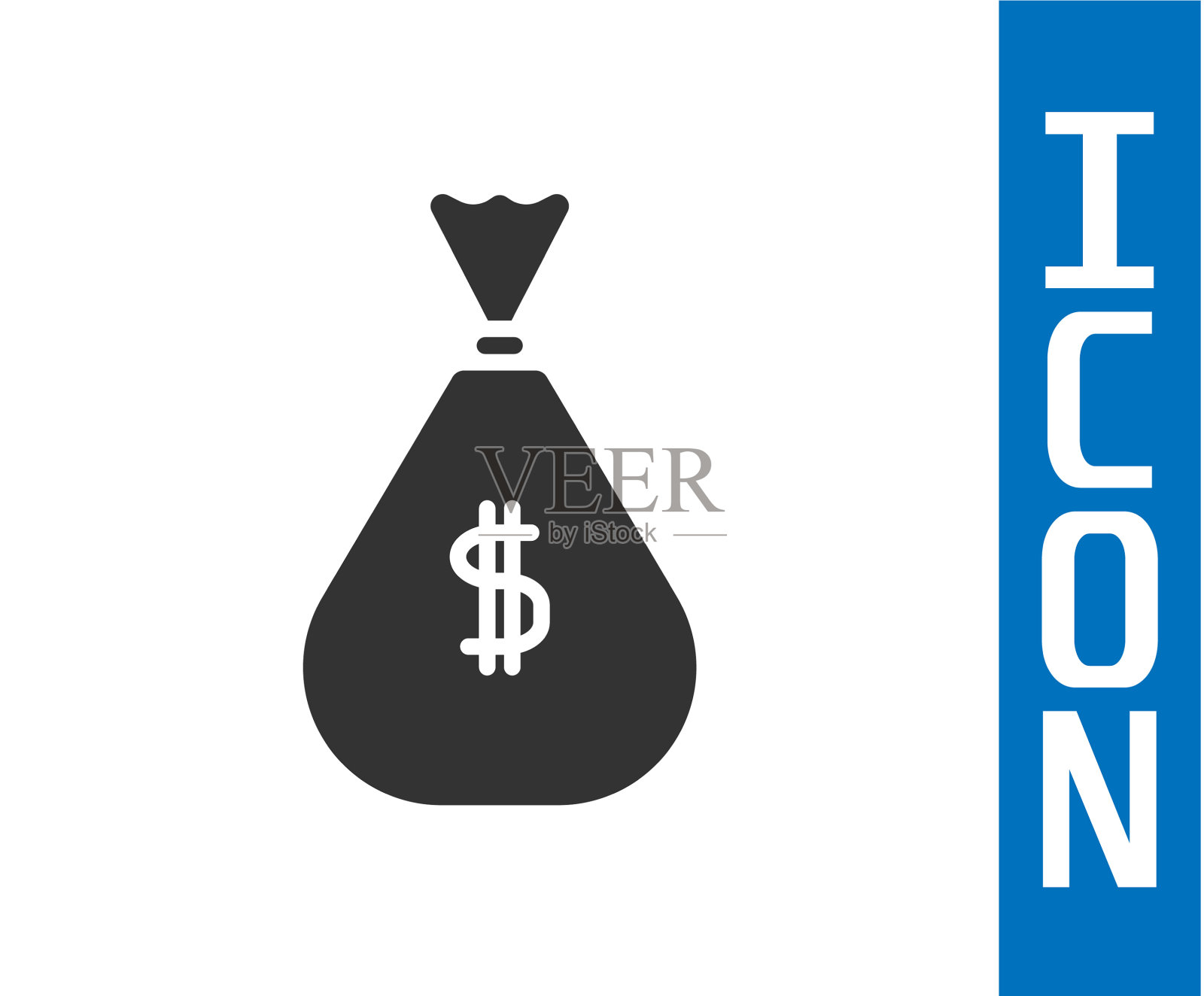 灰色钱袋图标孤立在白色背景插画图片素材