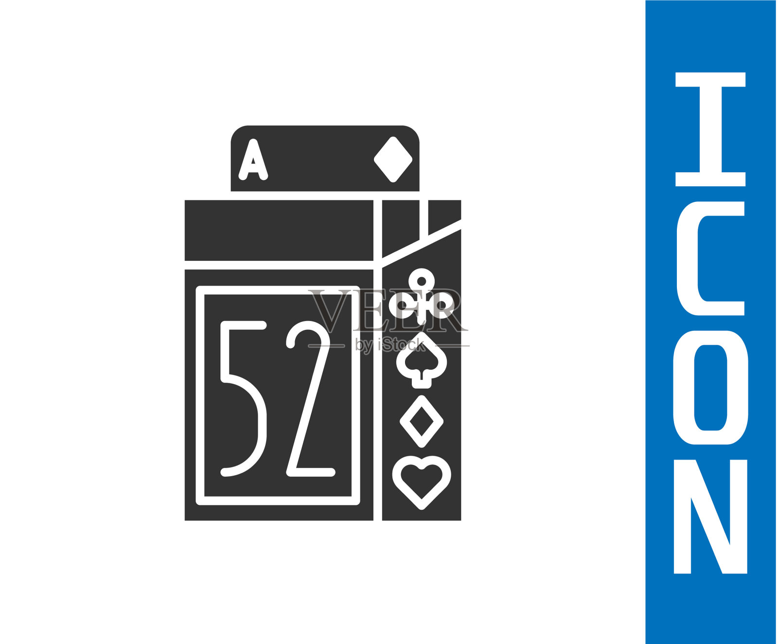 灰色牌组扑克牌图标孤立在白色上插画图片素材