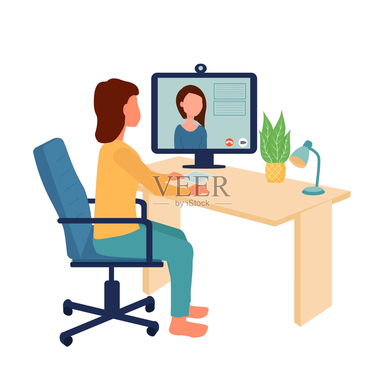 商务人士在办公室工作插画图片素材