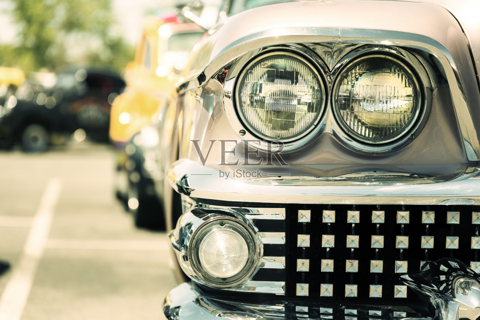 经典汽车大灯特写照片摄影图片