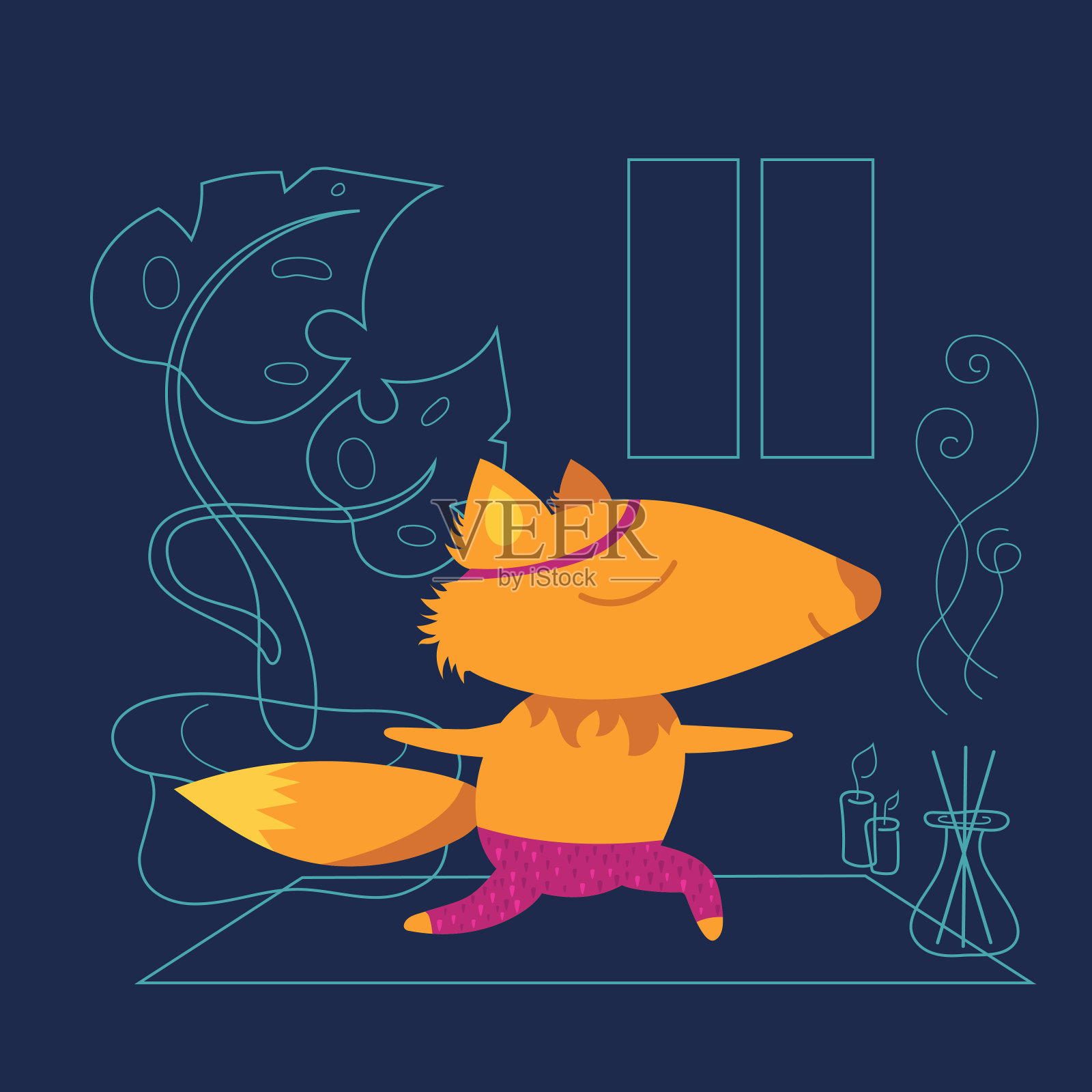 狐狸做战士姿势设计元素图片