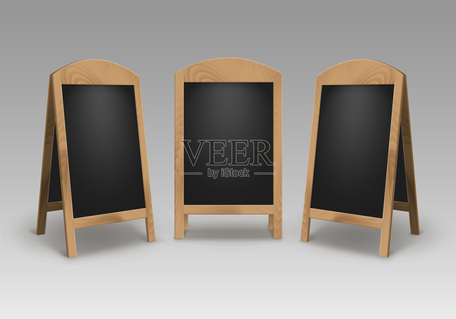 一套木制街道摊位标志菜单板插画图片素材