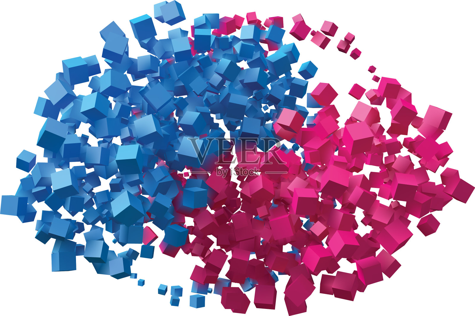 阴阳符号与随机立方体设计元素图片