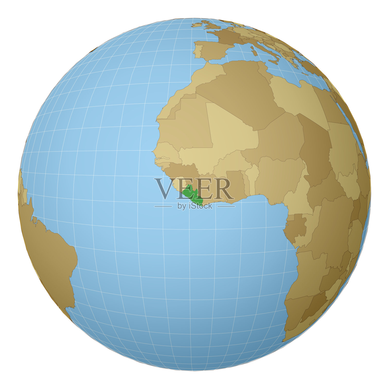 全球以利比里亚为中心。插画图片素材