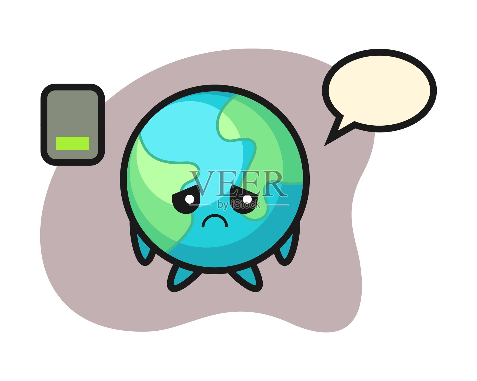 地球卡通做一个疲倦的手势设计元素图片