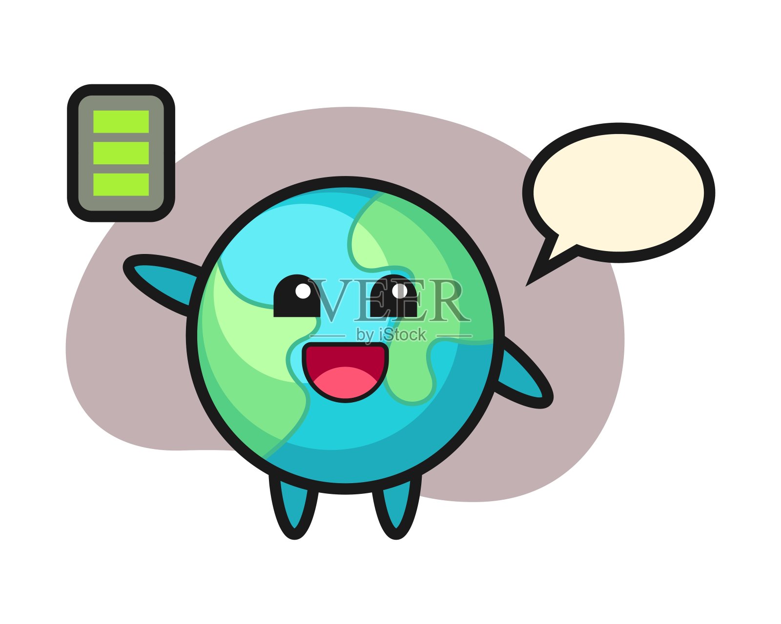 地球卡通与精力充沛的姿态设计元素图片