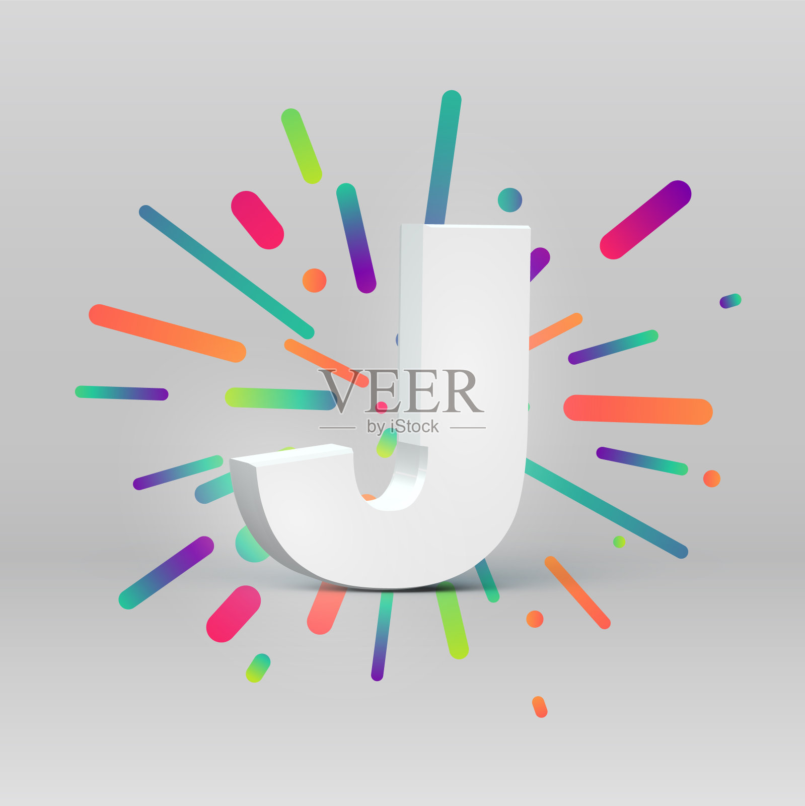 3D字符从一个字体与彩色背景，矢量插图设计元素图片