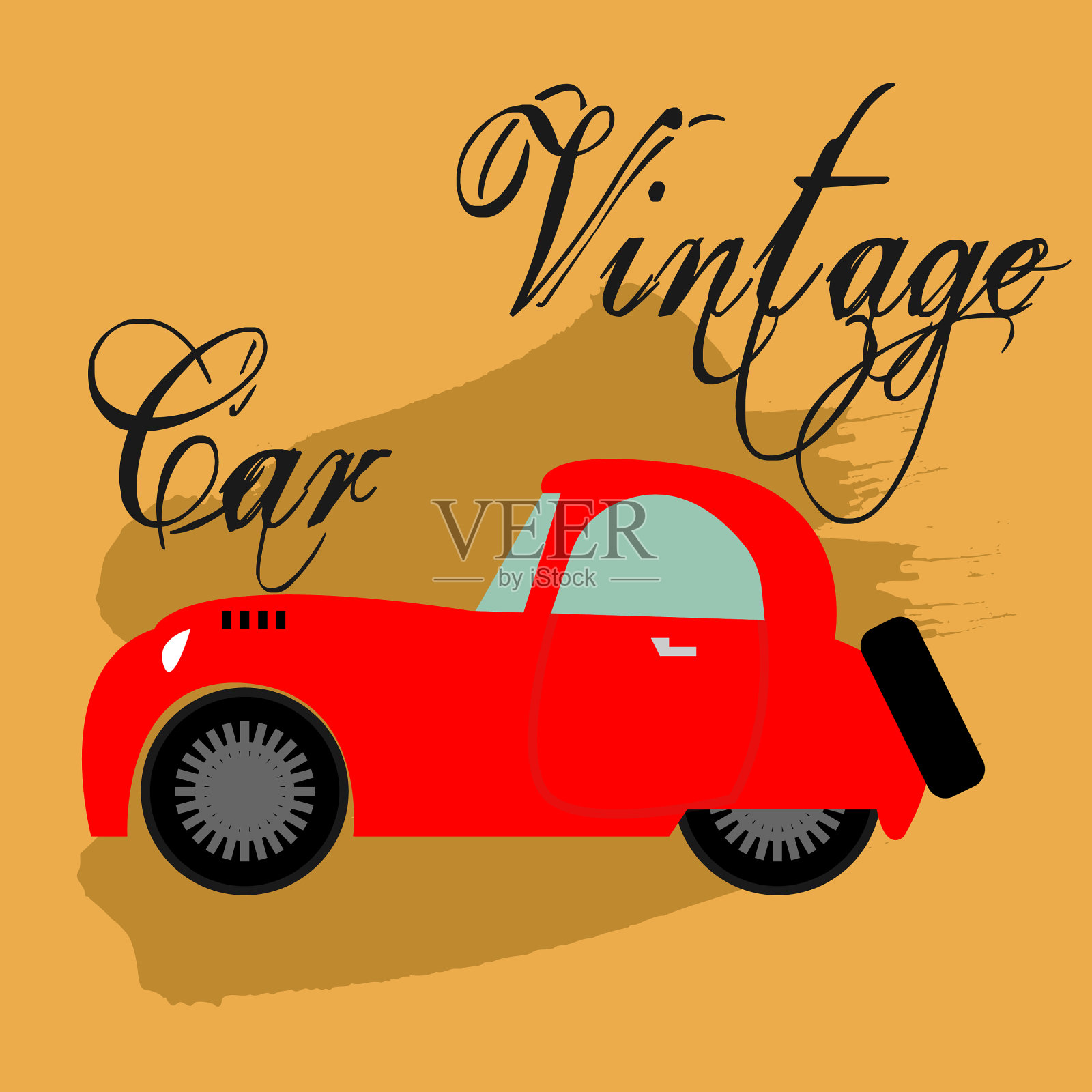 图像背景红色老爷车插画图片素材