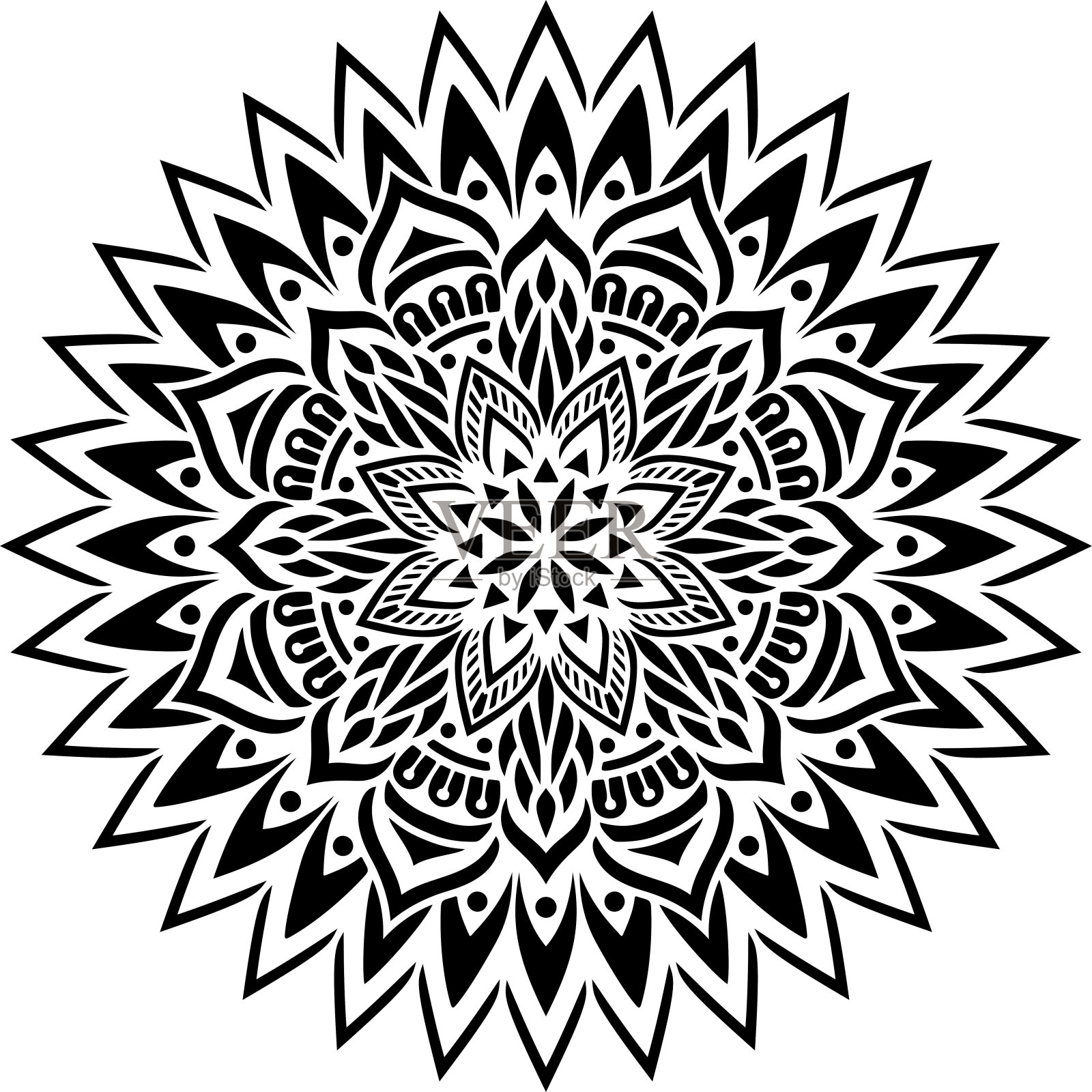 曼荼罗图案模板涂鸦素描插画图片素材