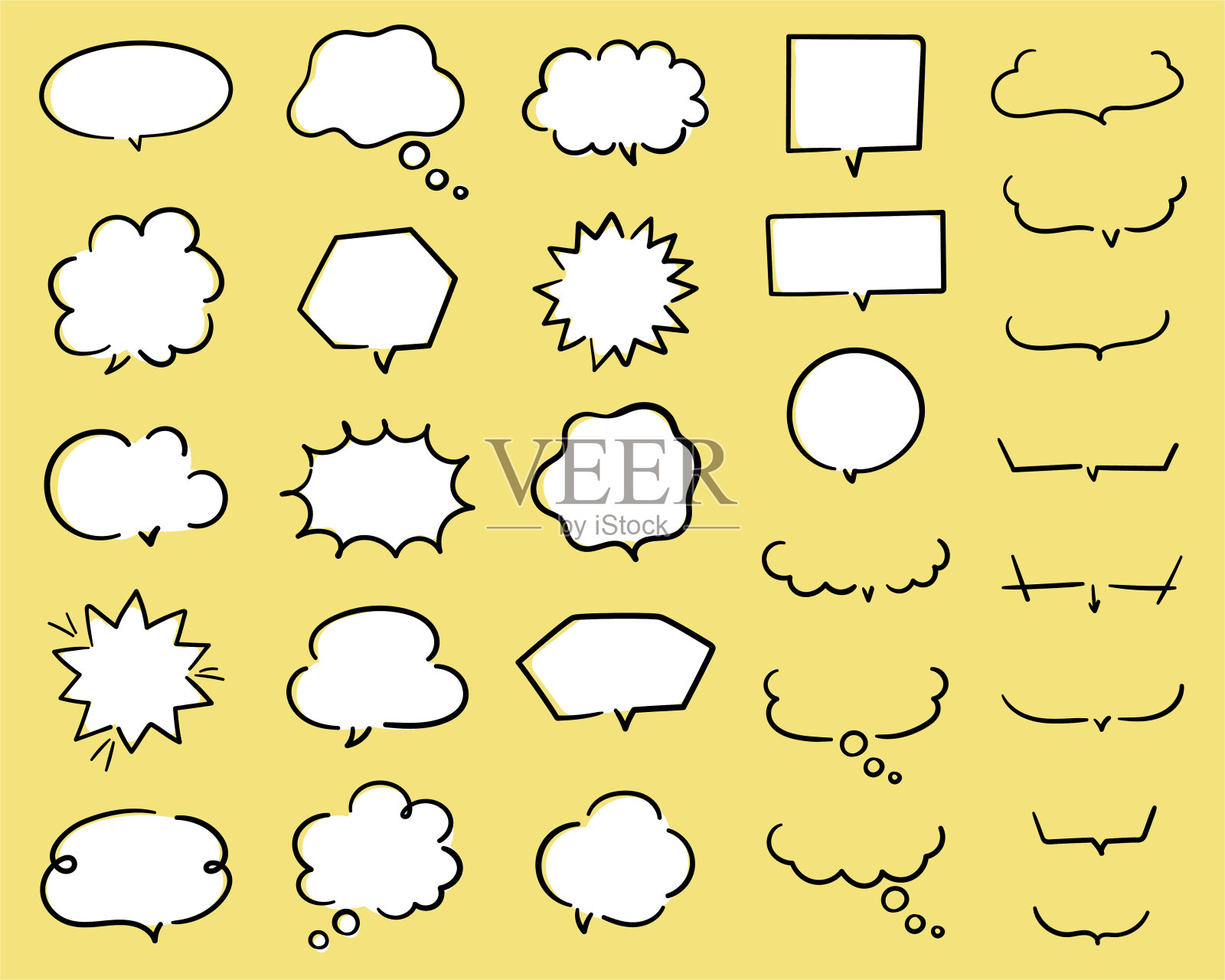 手写风格的讲话气泡插图集。插画图片素材