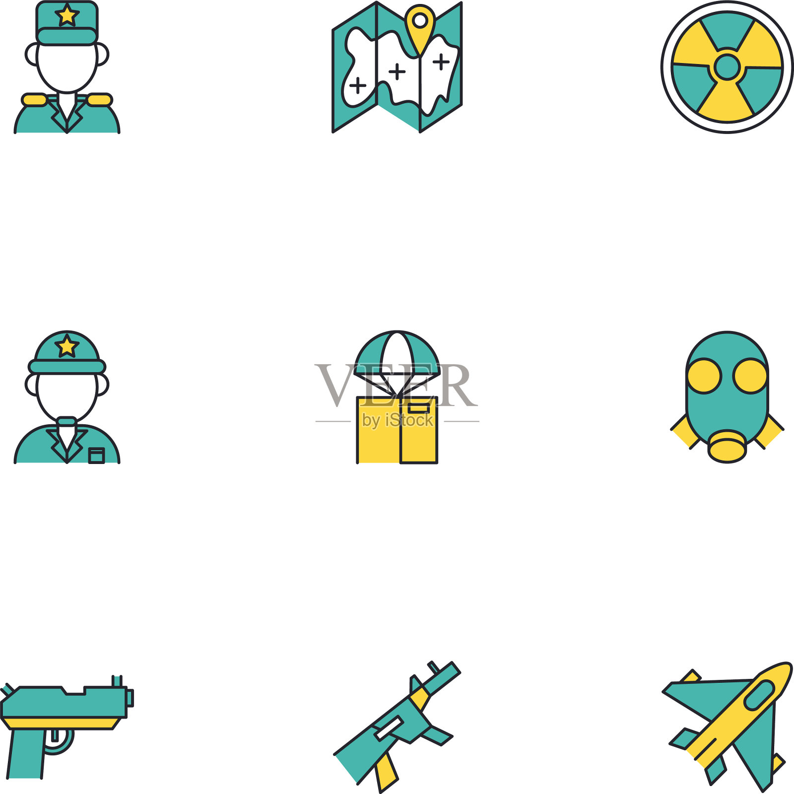 捆绑军事套装图标图标素材