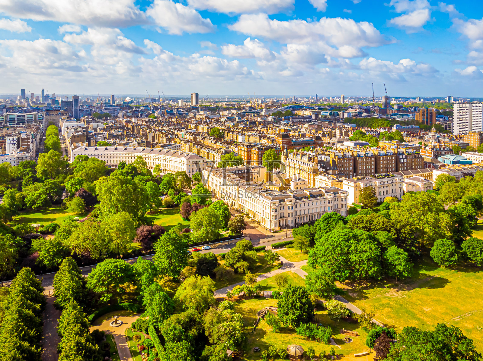 摄政公园鸟瞰图在伦敦，英国照片摄影图片