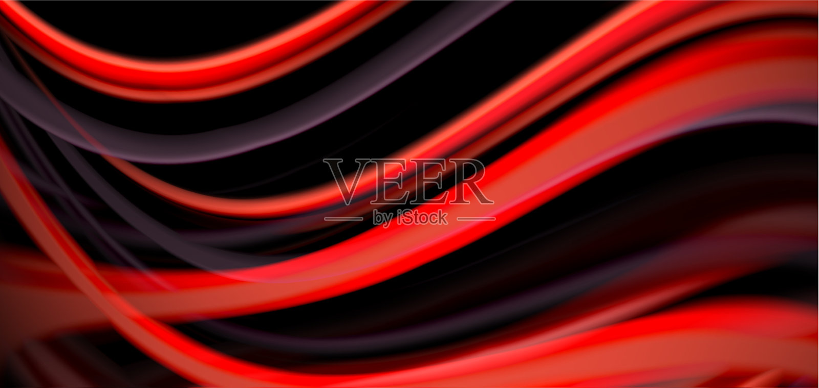 抽象丝绸流畅的线条上有黑色的多色插画图片素材