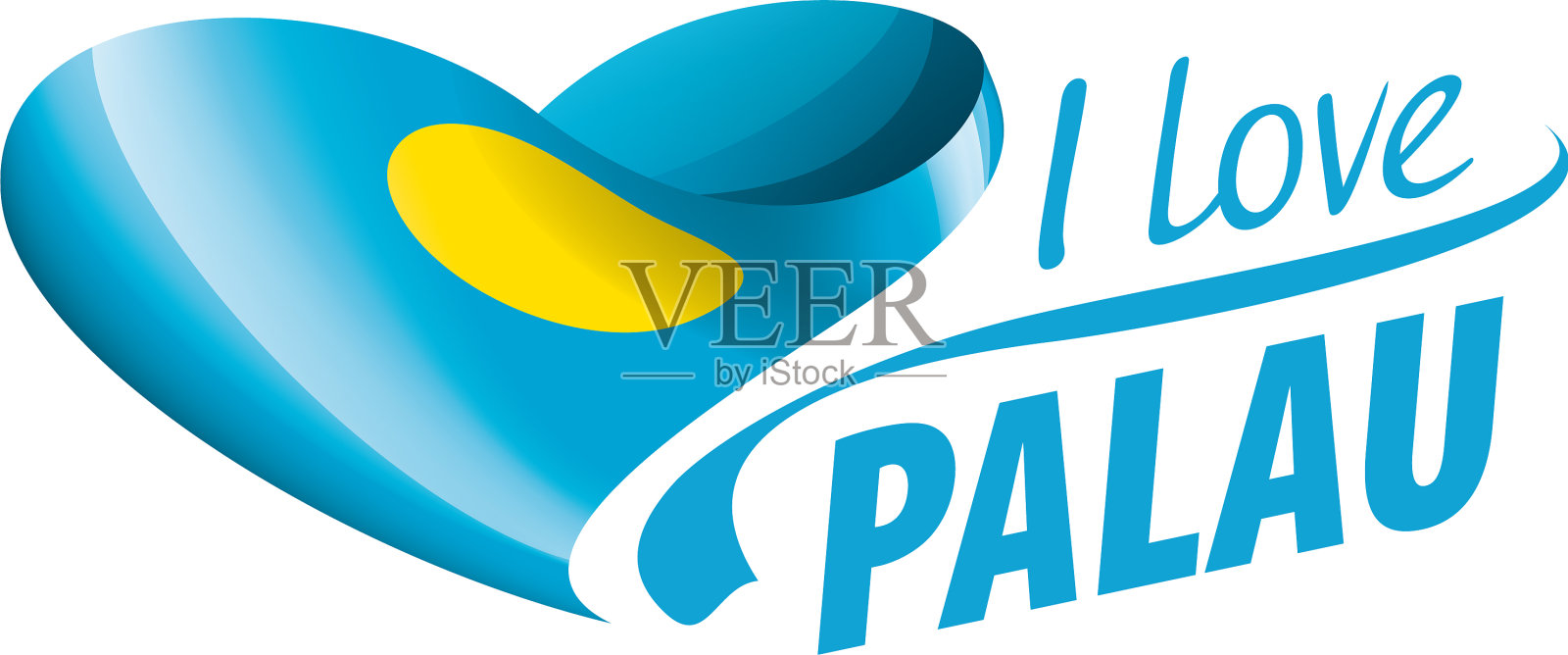 帕劳国旗呈心形设计元素图片