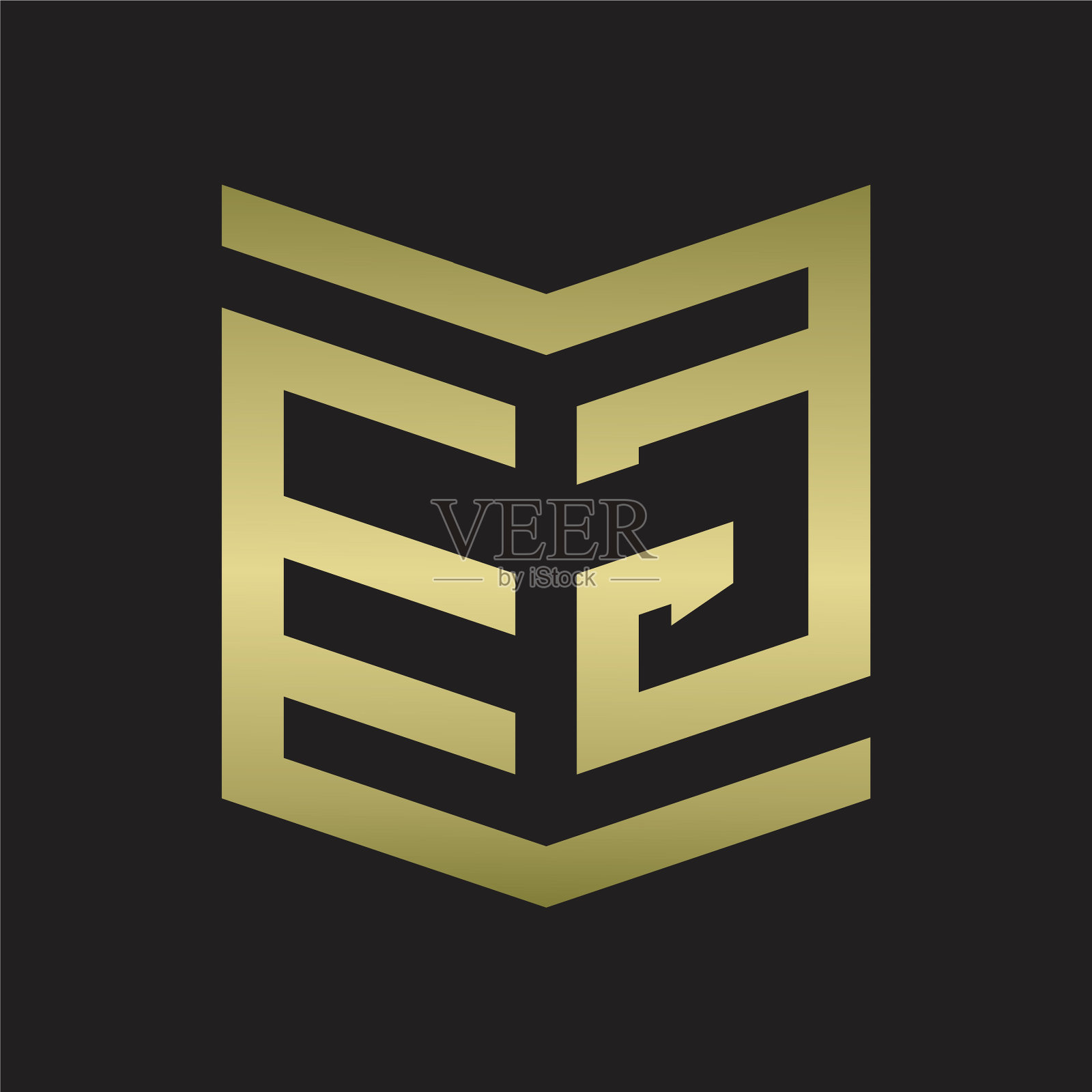 如徽标、会徽、字母图案与盾形风格设计插画图片素材