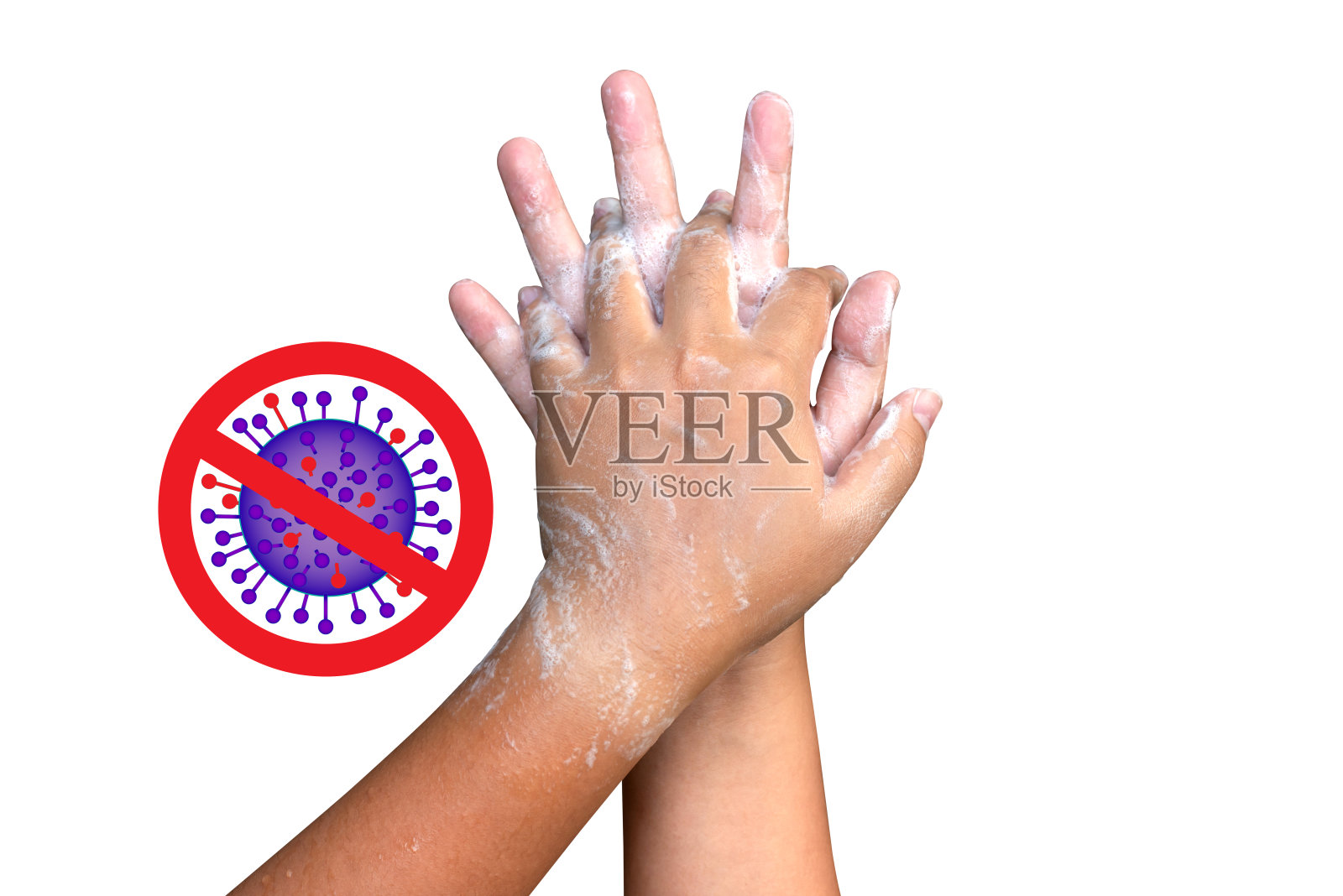 如何洗手世界卫生组织。预防冠状病毒2019是最容易通过手接触传播的病毒或细菌。照片摄影图片