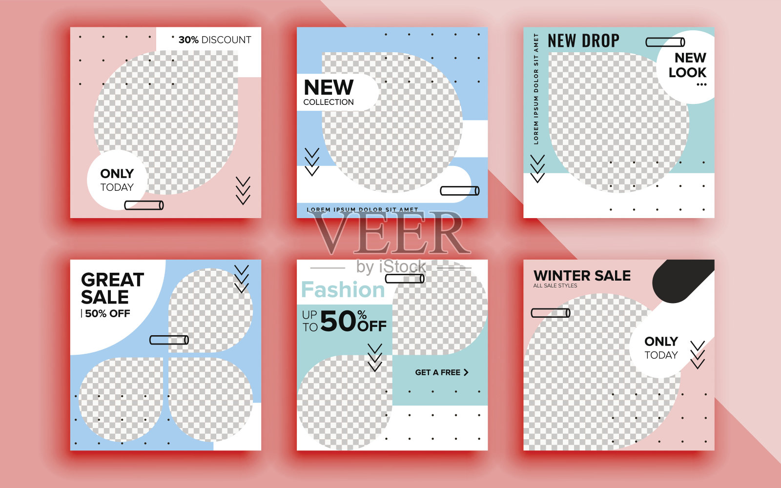 一套销售横幅模板设计。矢量插图。插画图片素材