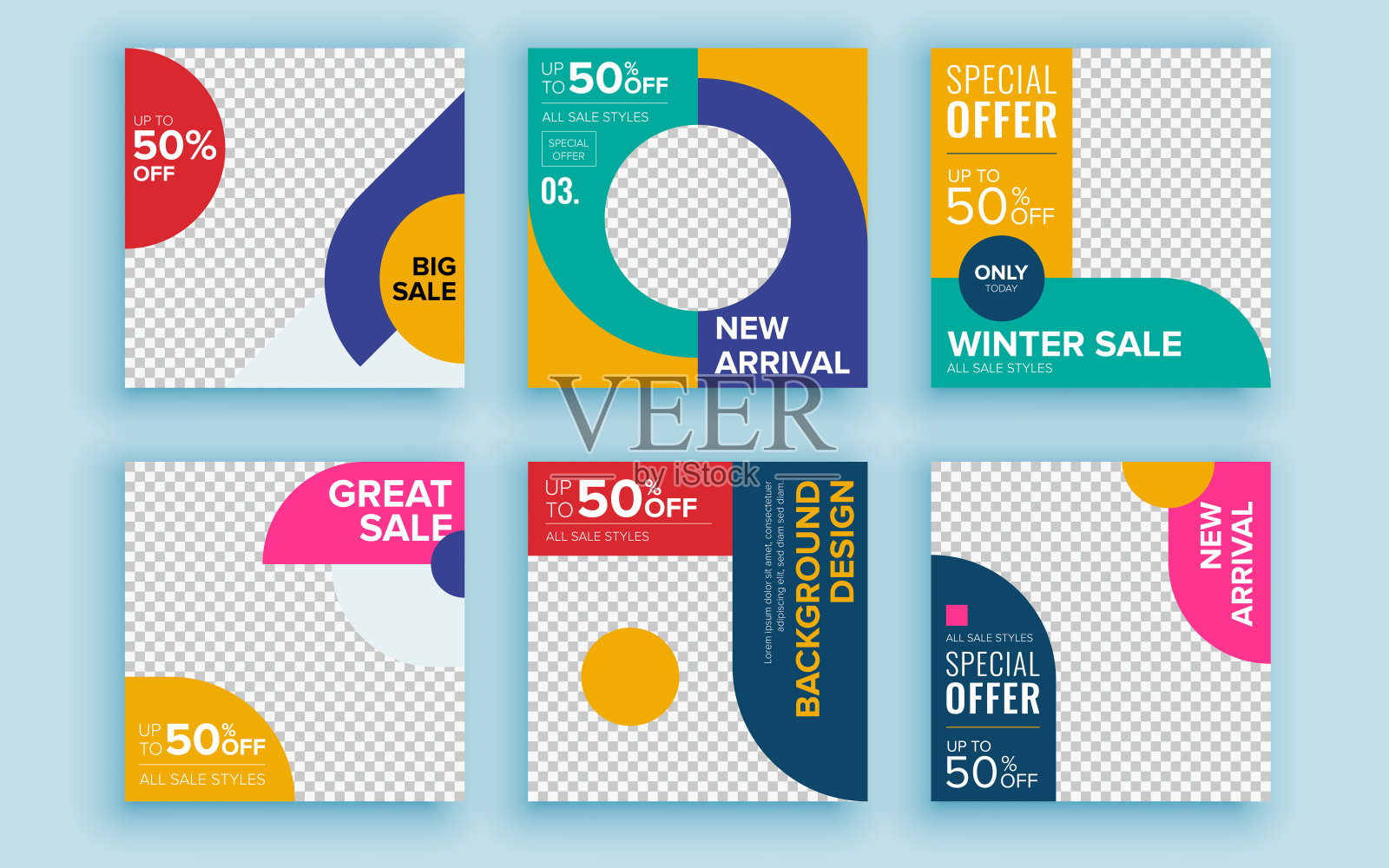 一套销售横幅模板设计。矢量插图。插画图片素材