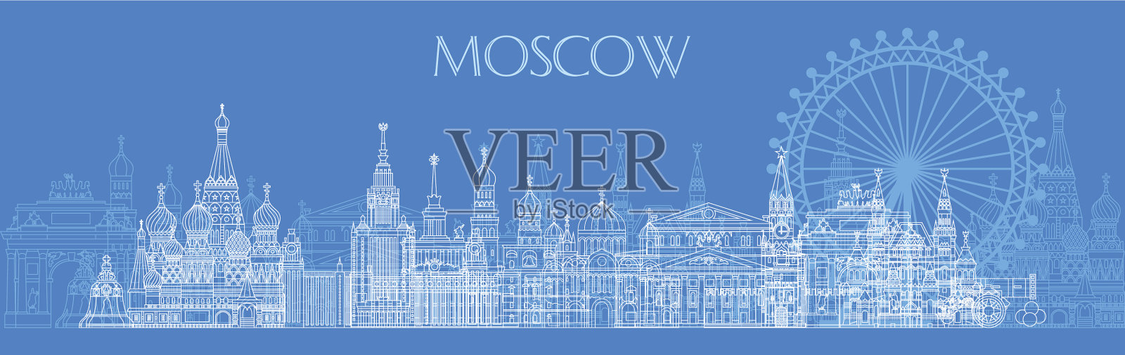 莫斯科天际线艺术5插画图片素材