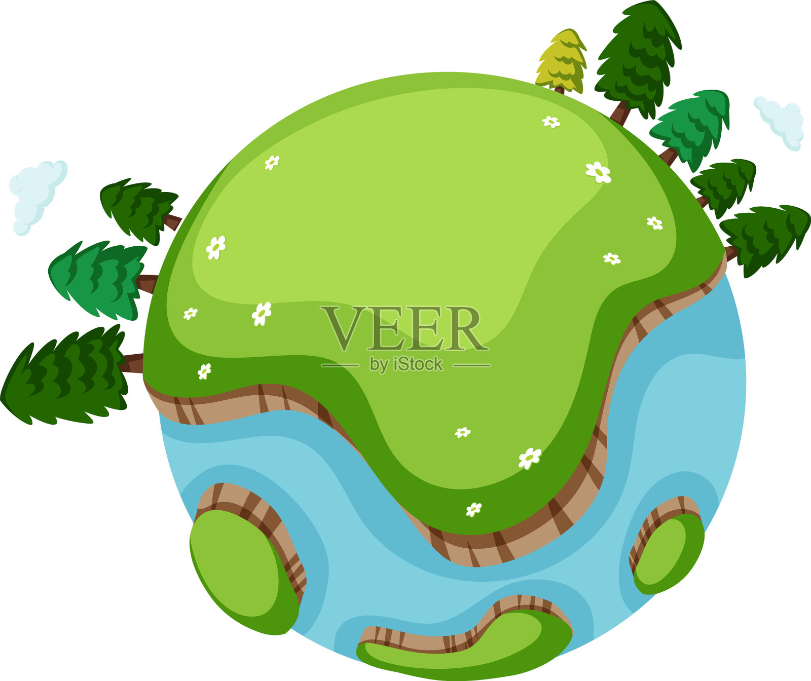 地球上有许多树木和绿草设计元素图片