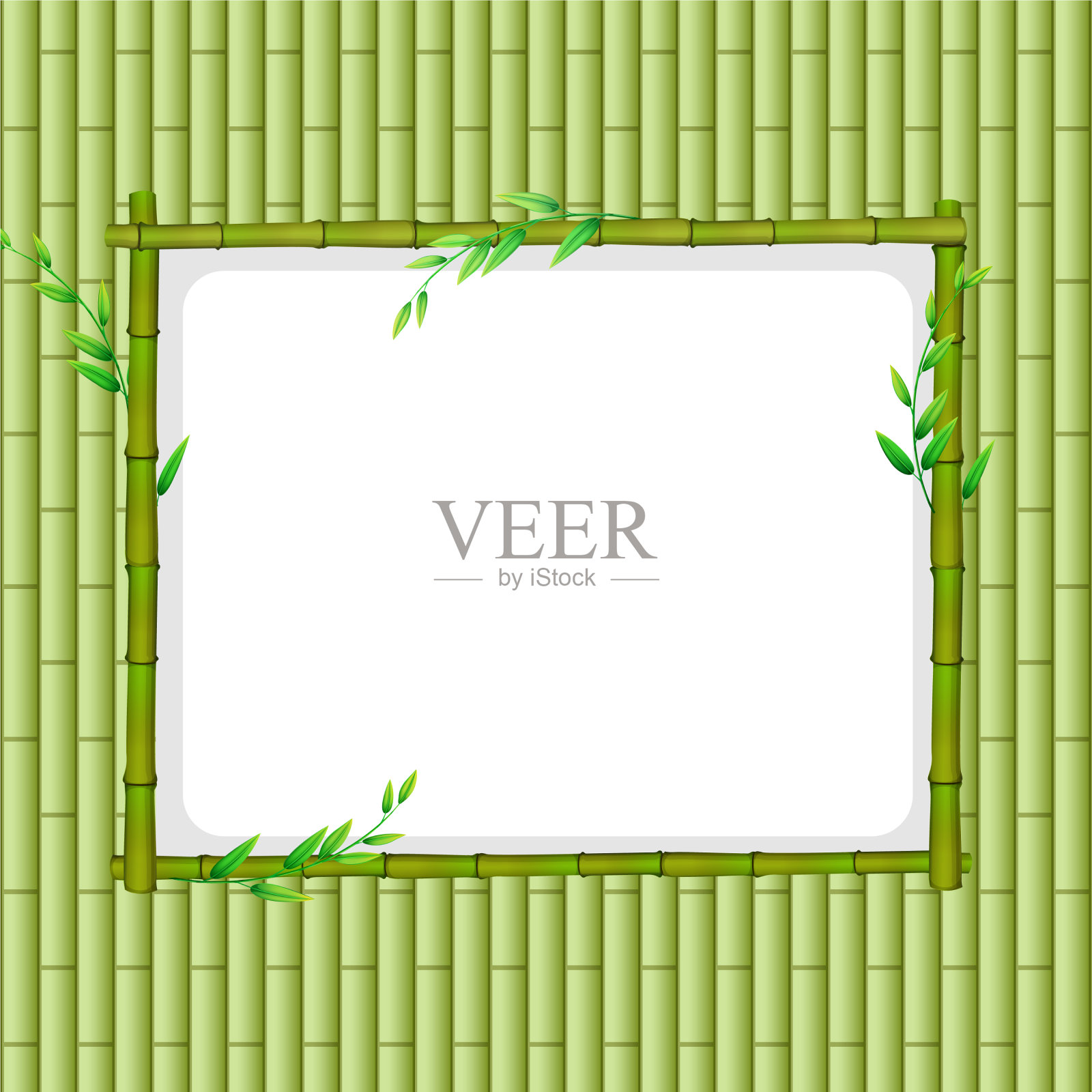 框架模板与绿色babmoo插画图片素材