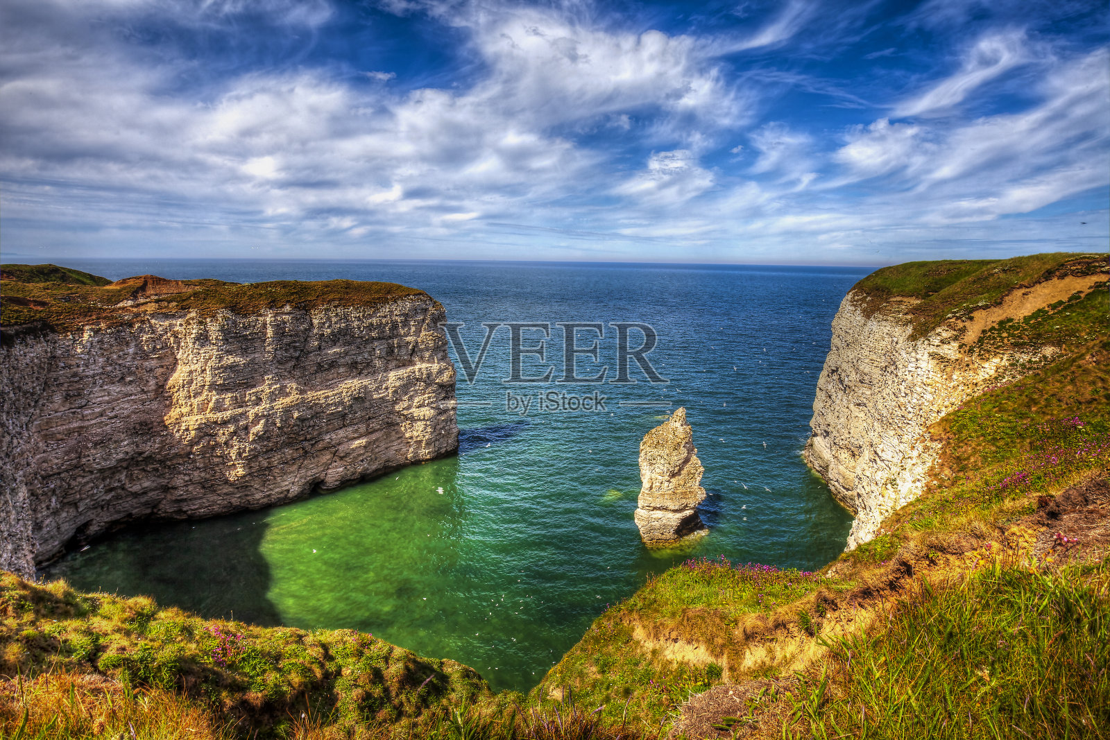 英国约克郡的Flamborough悬崖。照片摄影图片