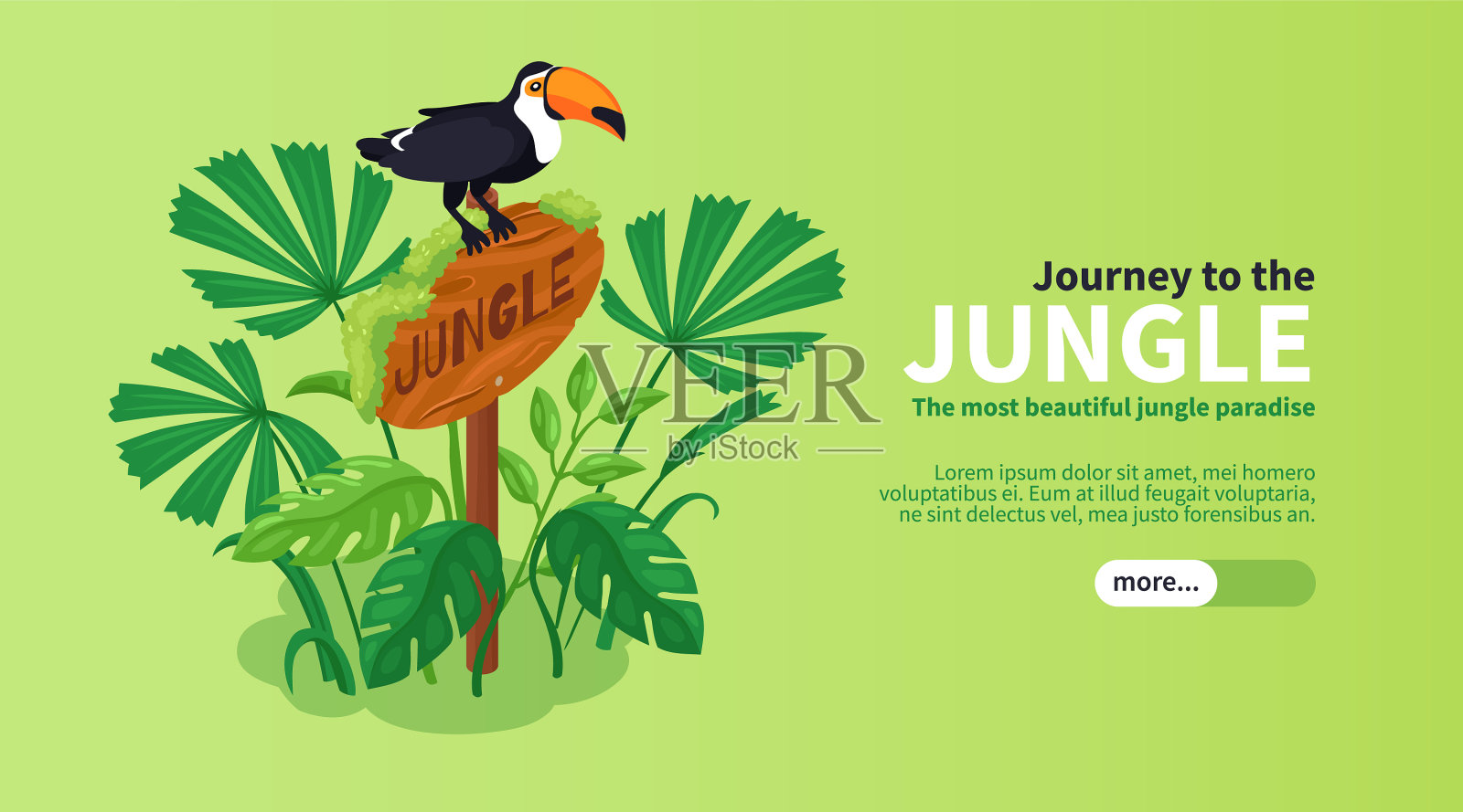 丛林等距横横幅插画图片素材