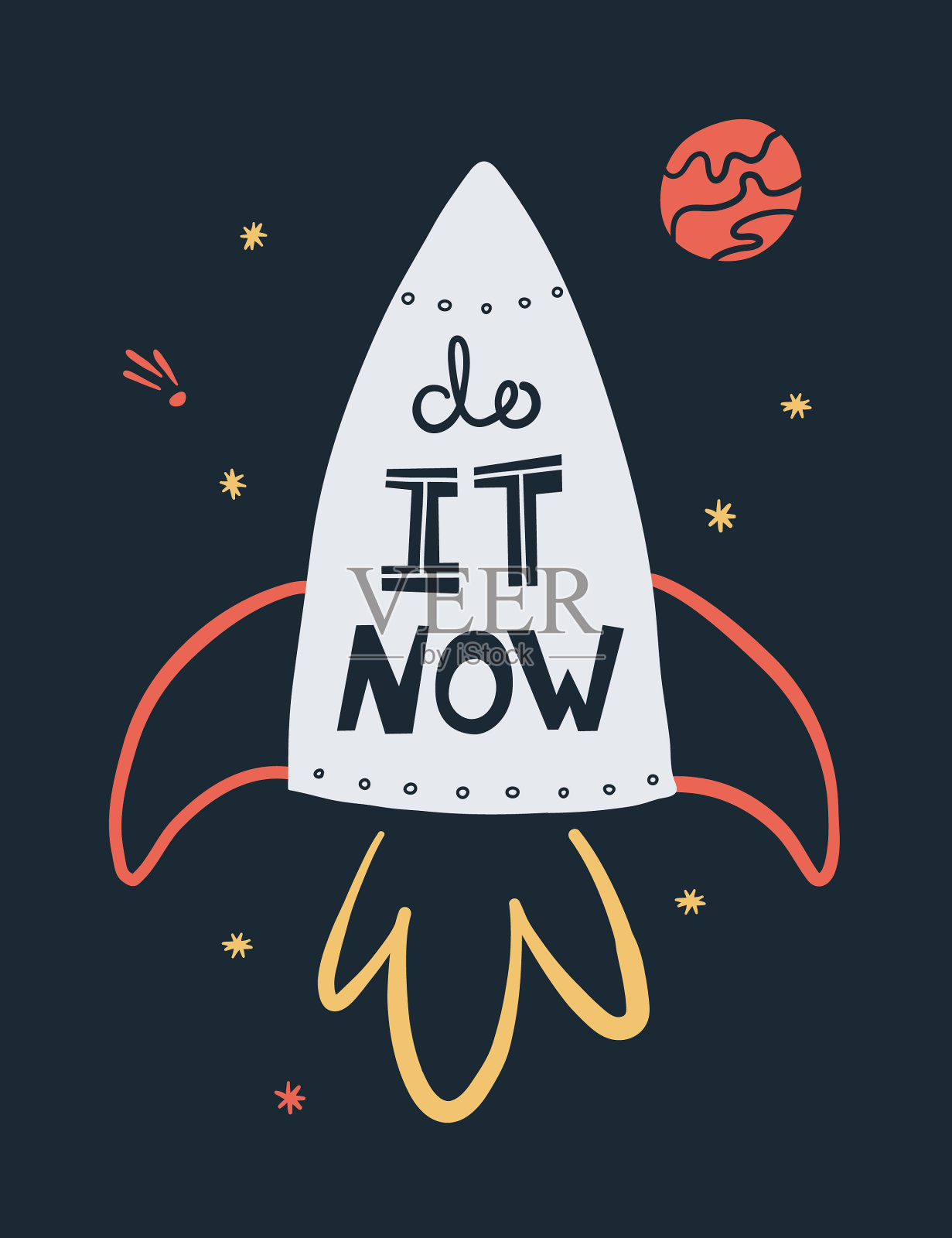 现在做飞船手绘卡片模板吗插画图片素材