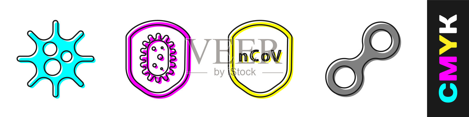 设置“病毒”、“防病毒”、“防病毒”和“病毒”图标。向量图标素材