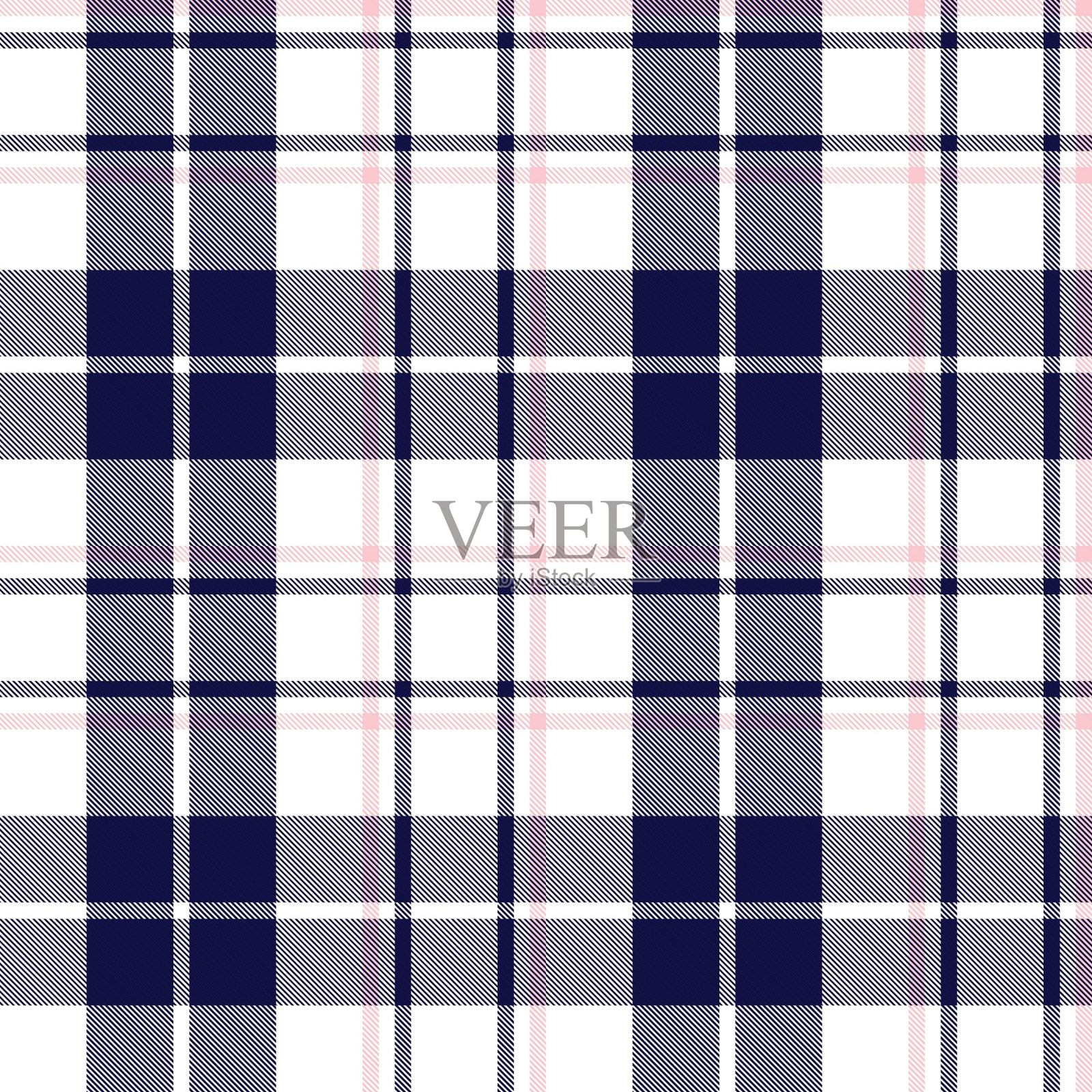 粉红色和海军蓝格子格子无缝图案插画图片素材