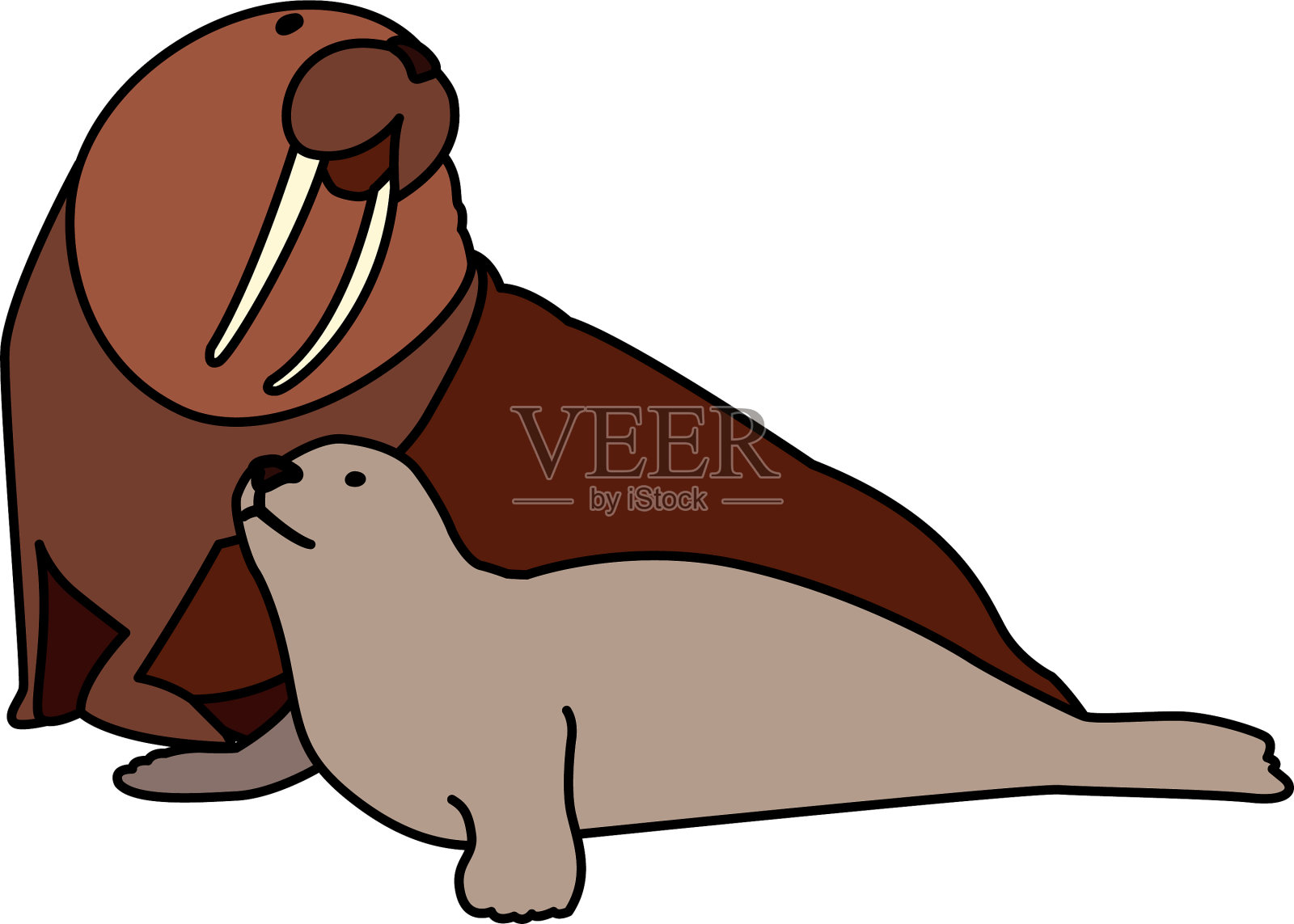 白色背景下的北极动物设计元素图片