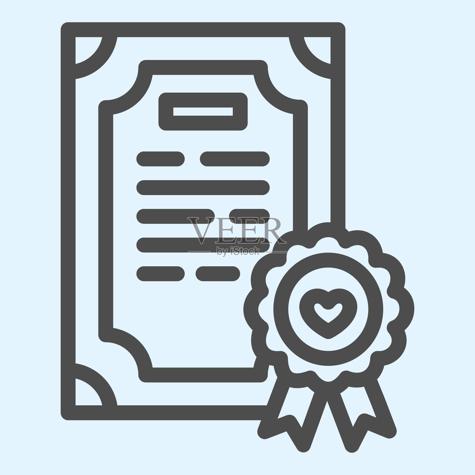 婚前协议线图标证书插画图片素材