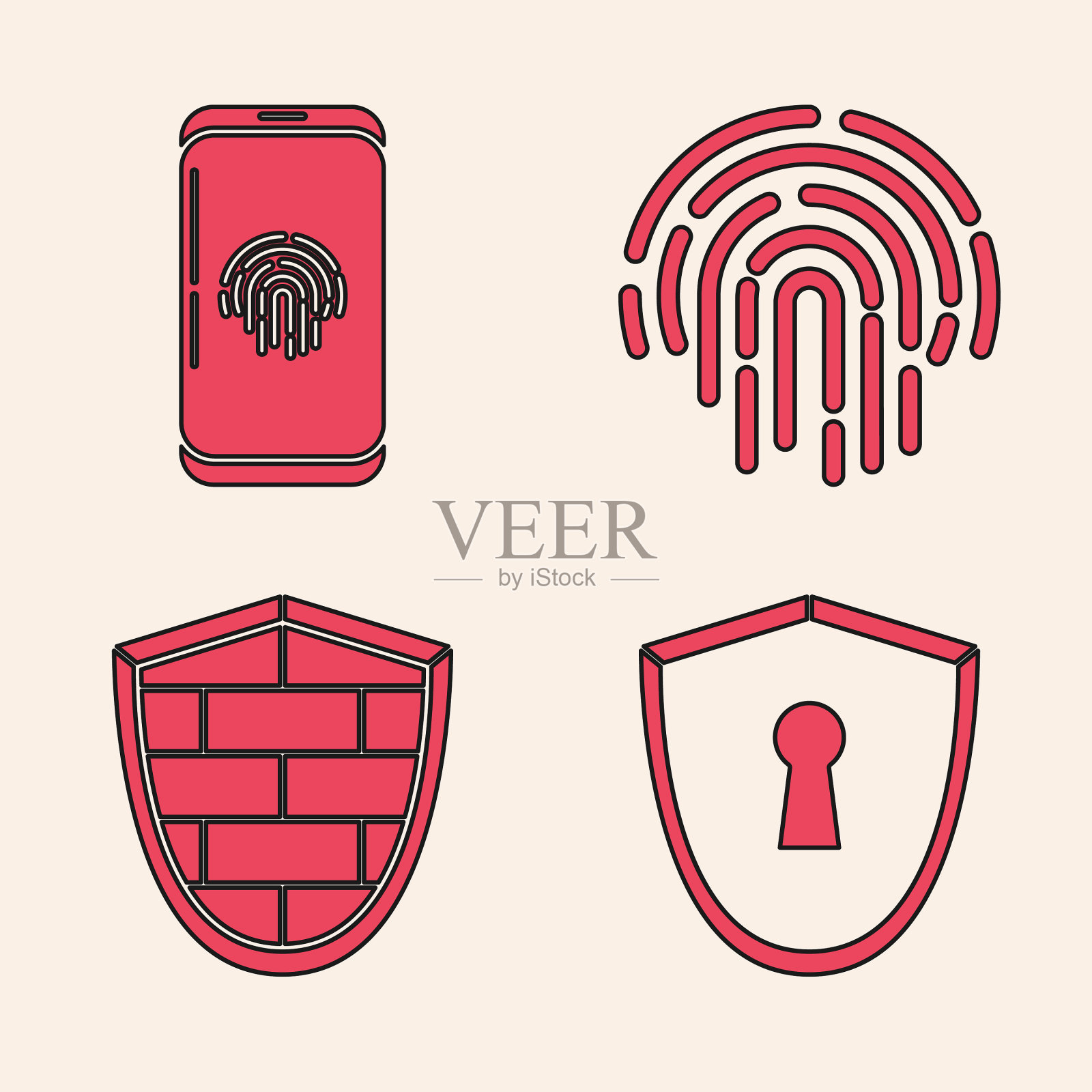 设置屏蔽与钥匙孔智能手机图标素材