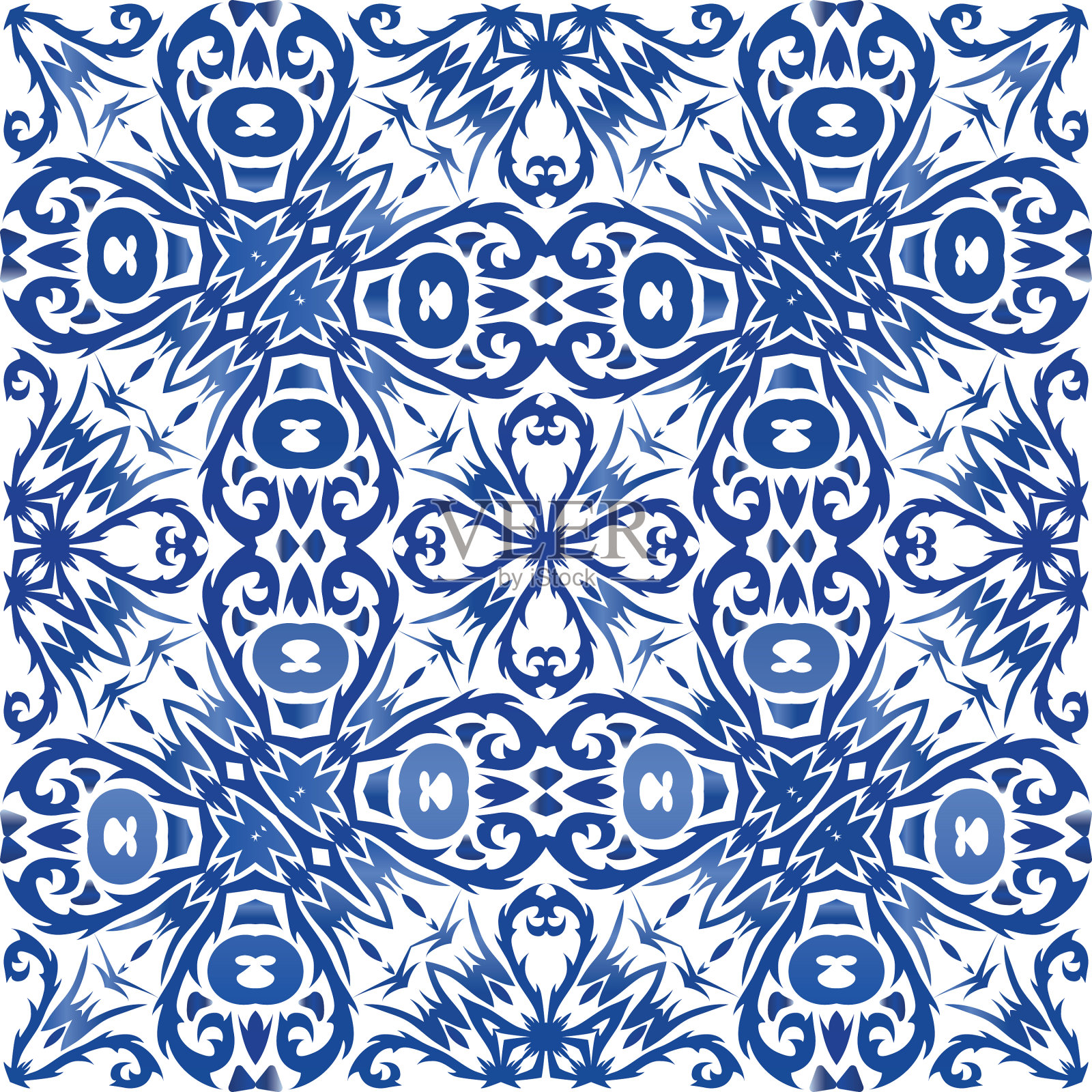 花纹瓷砖中的民族点缀插画图片素材