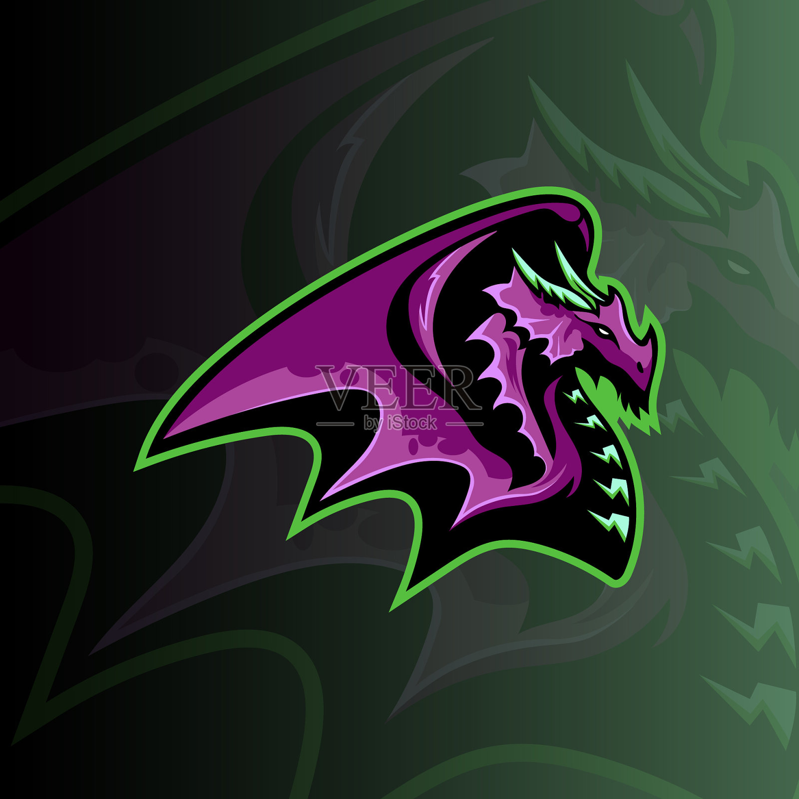 龙电子竞技标志模板插画图片素材